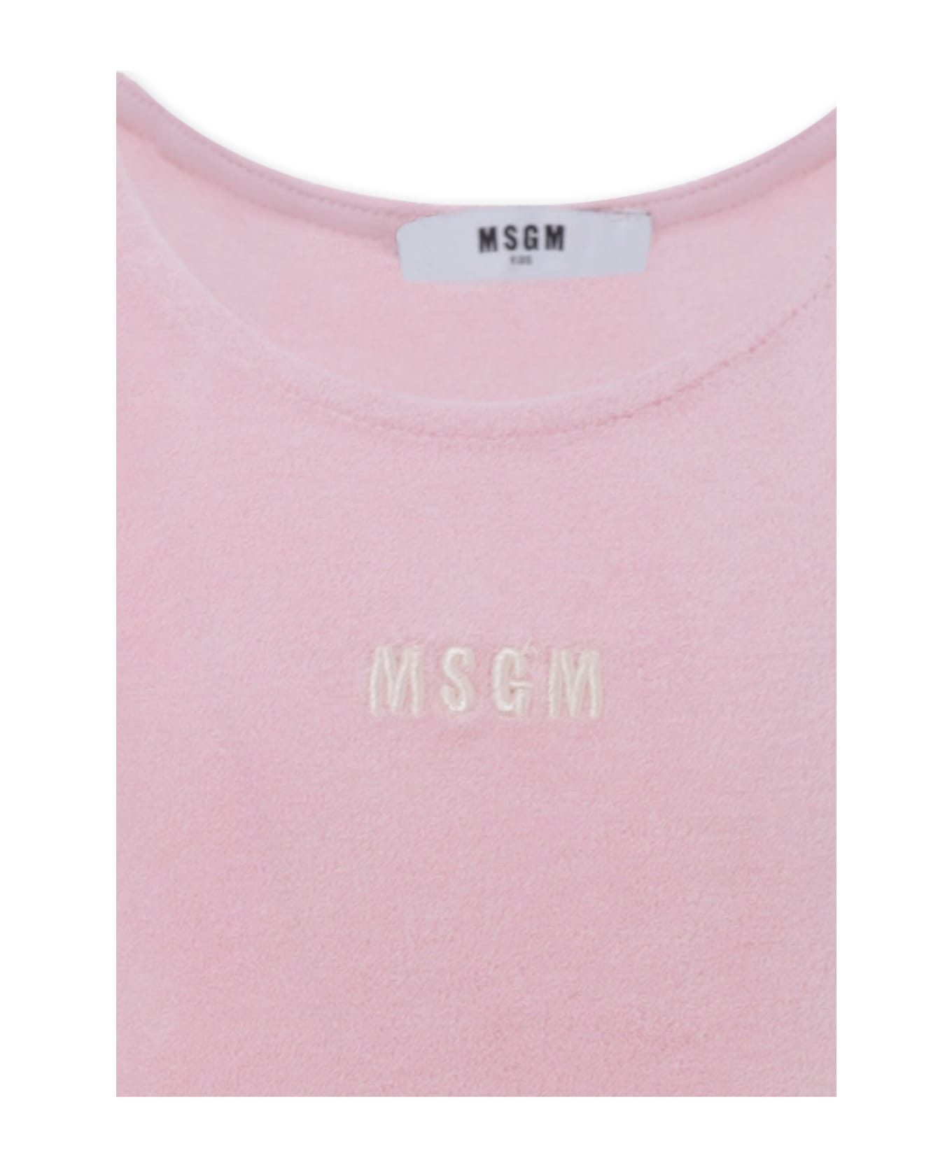 MSGM Pink Top For Girl With Logo - Pink