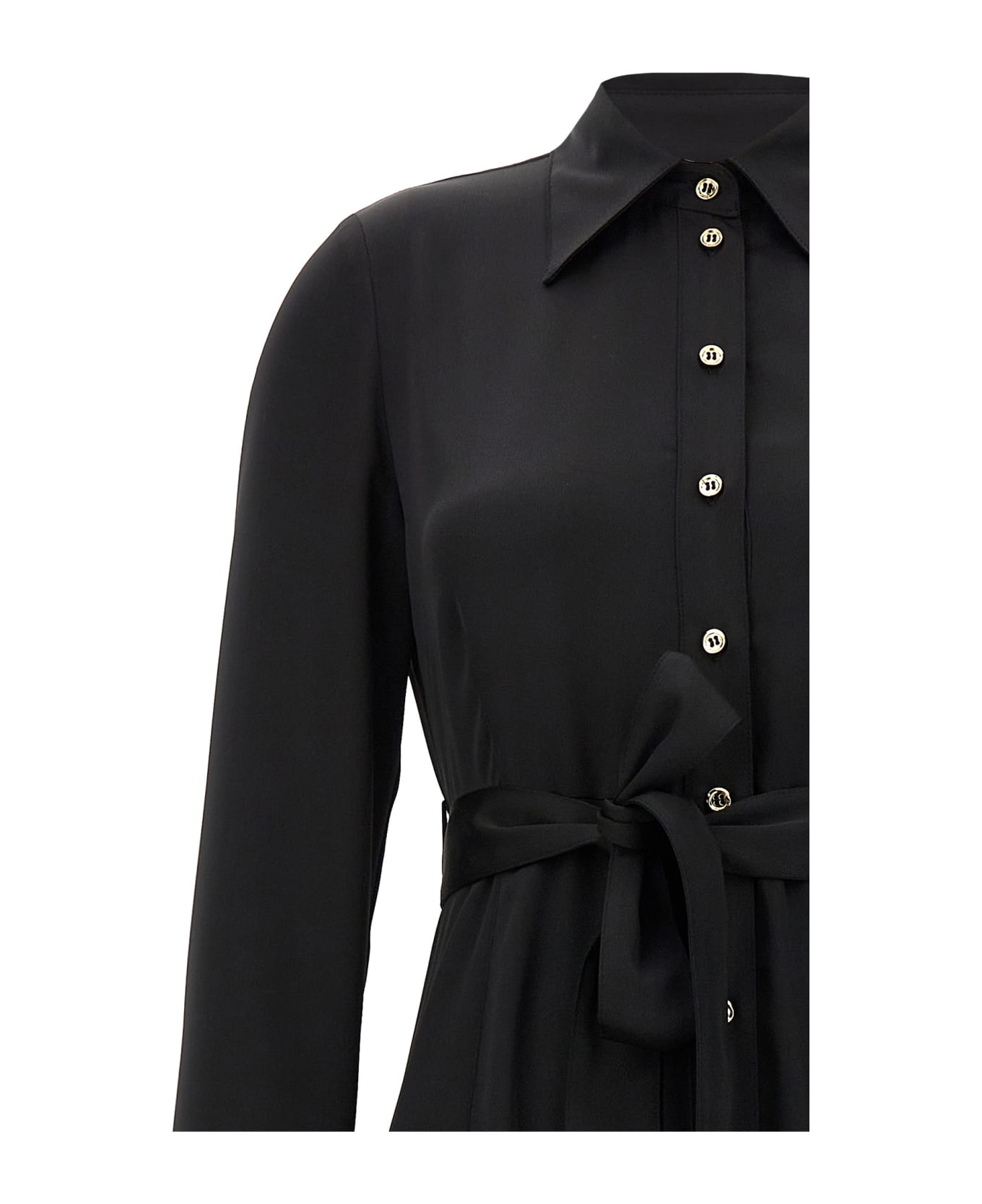 Pinko Amimone Satin Shirt Dress - Black