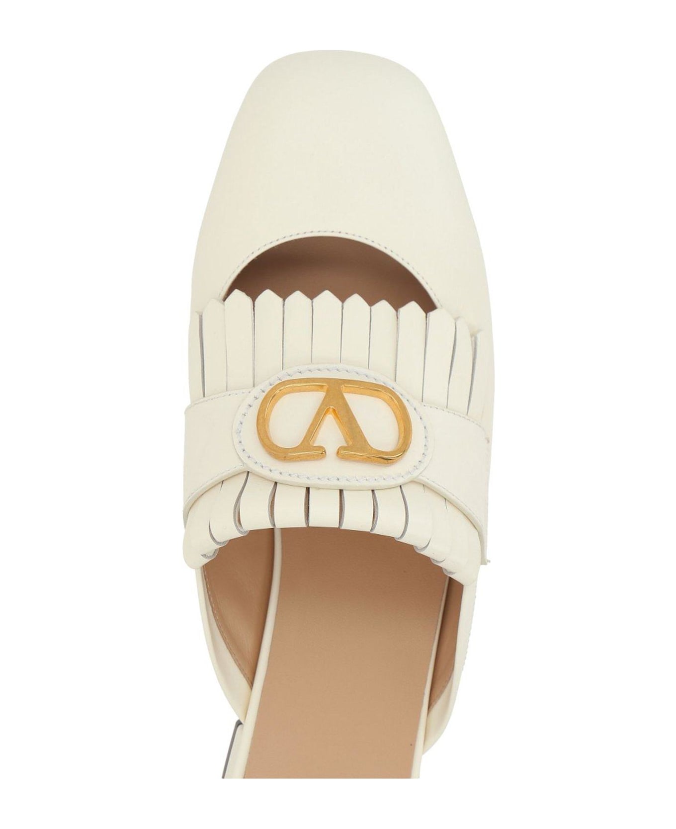 Valentino Garavani Vlogo Plaque Square Toe Sandals - Ivory