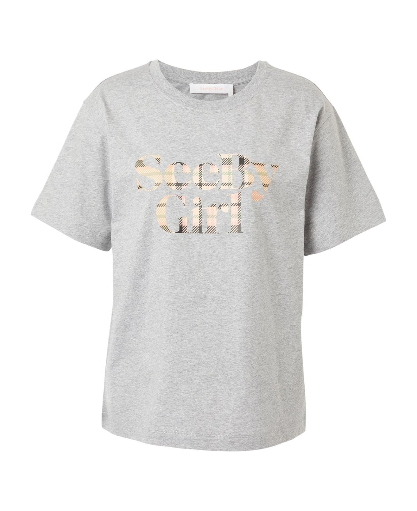 See by Chloé Cotton Logo T-shirt - Gray Tシャツ