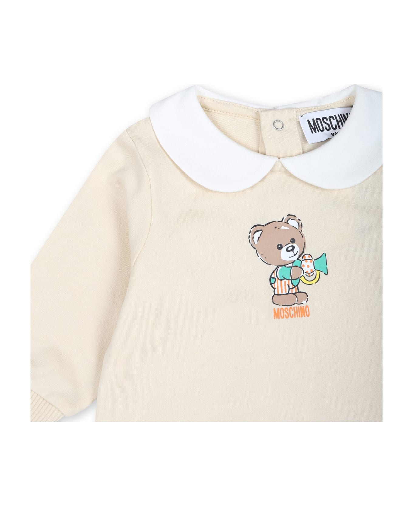 Moschino Beige Babygrow For Babykids With Teddy Bear - Beige