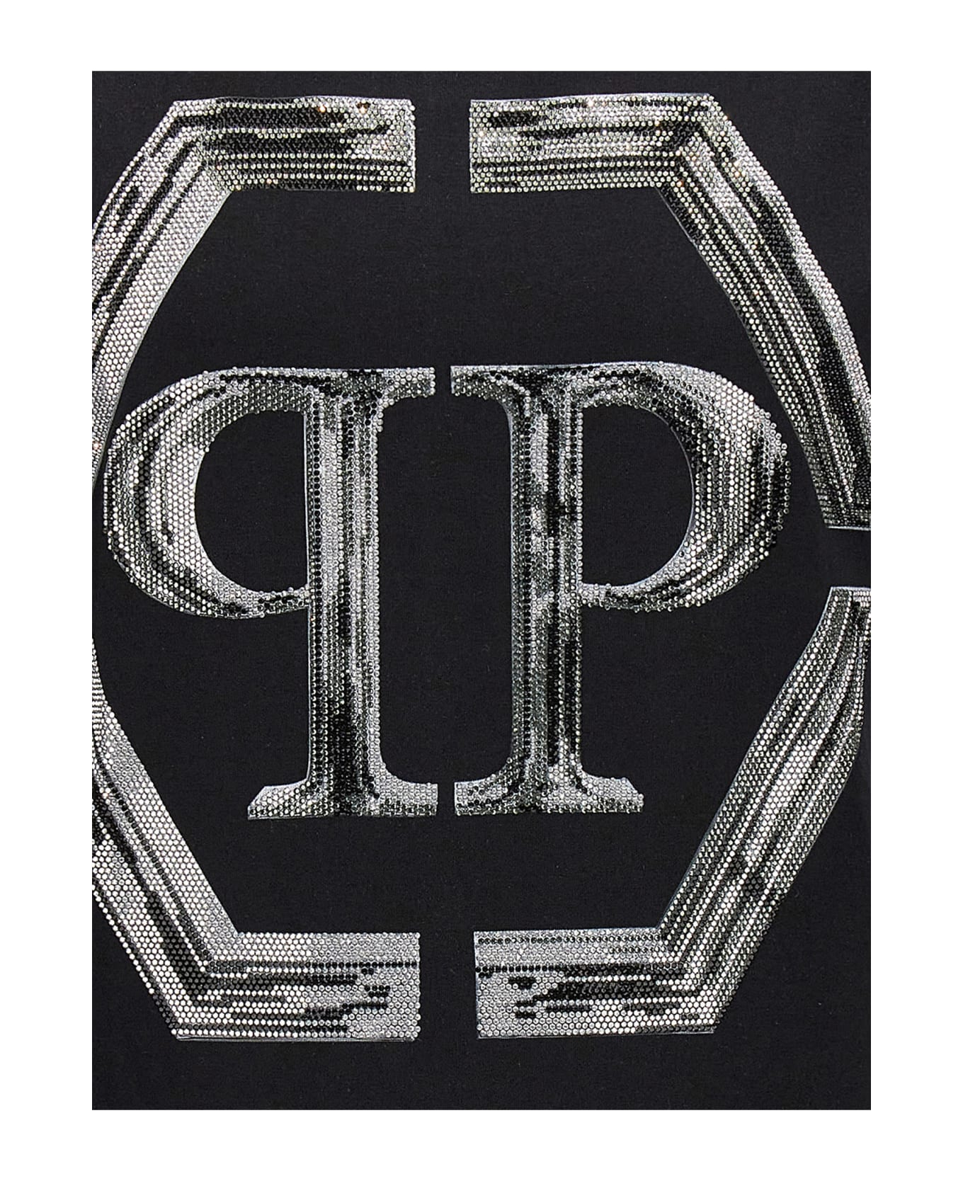 Philipp Plein Rhinestone Logo T-shirt - Black   シャツ