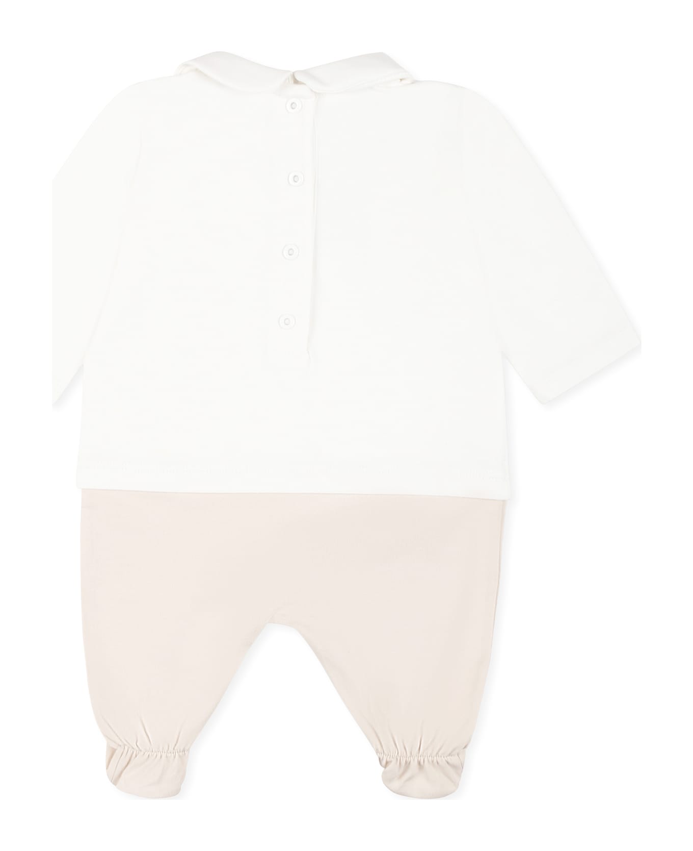 Fendi Beige Babygrow Set For Babykids With Logo - Beige