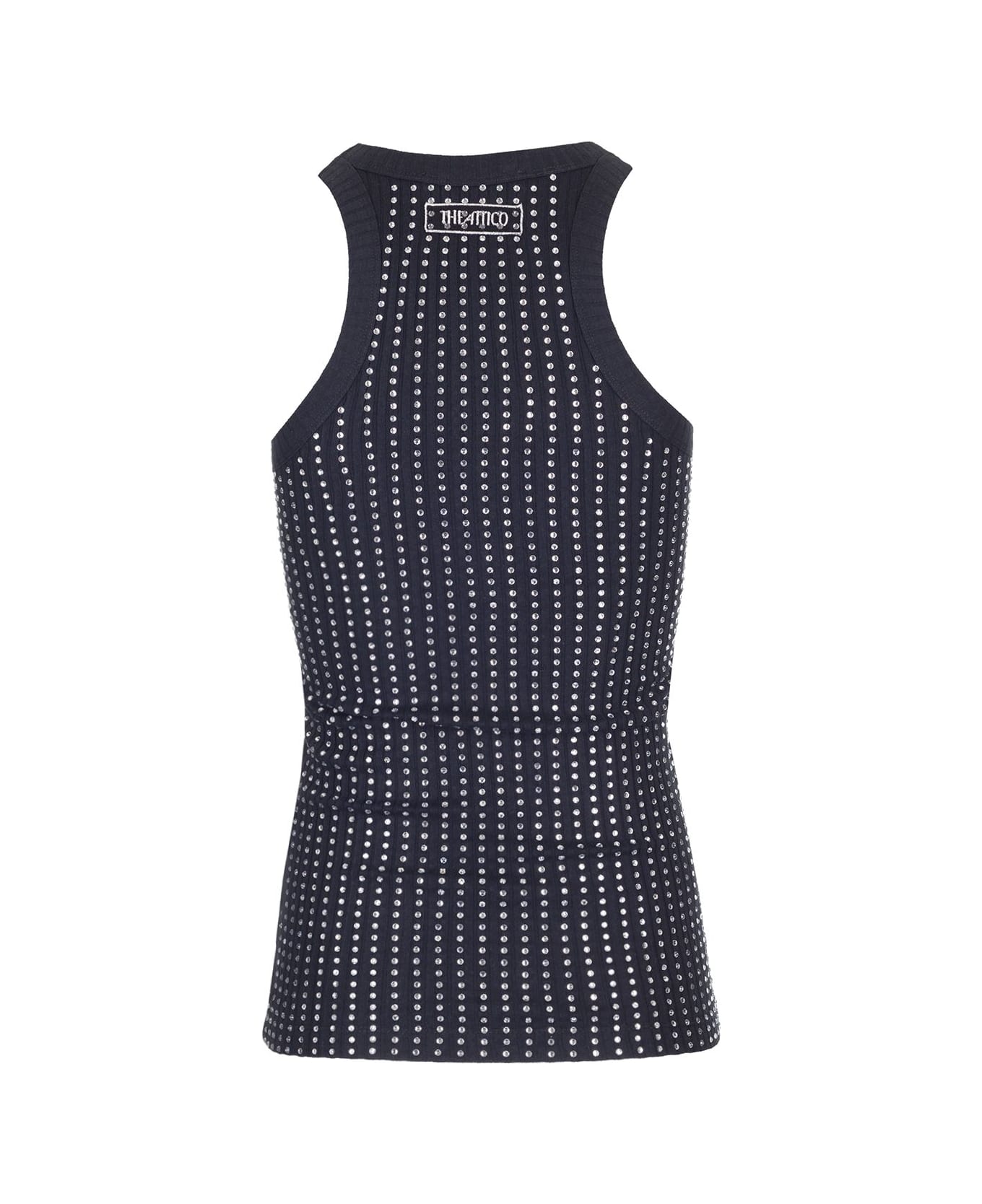 The Attico Black Tank Top With Strass - Black