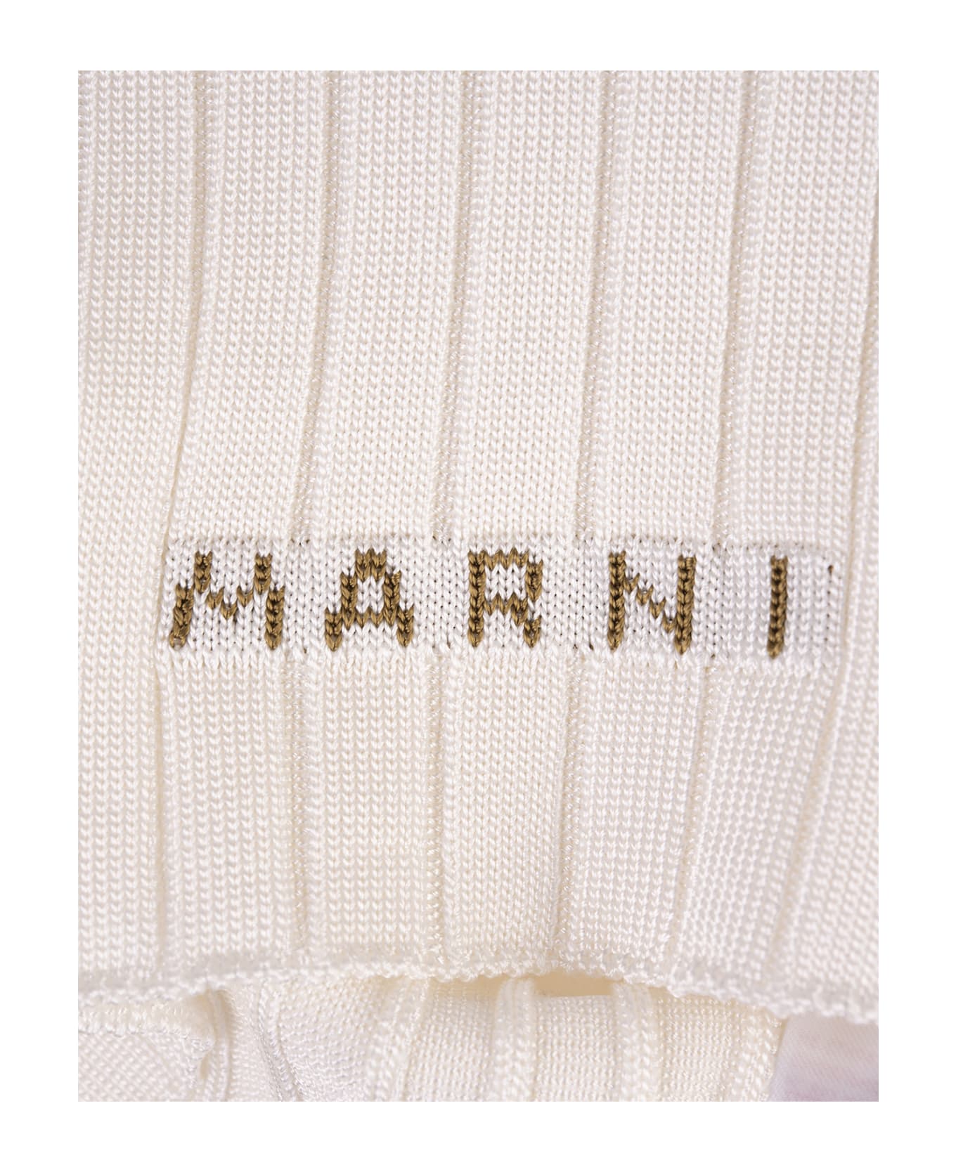 Marni White Ribbed Knit Short Gilet - White ベスト