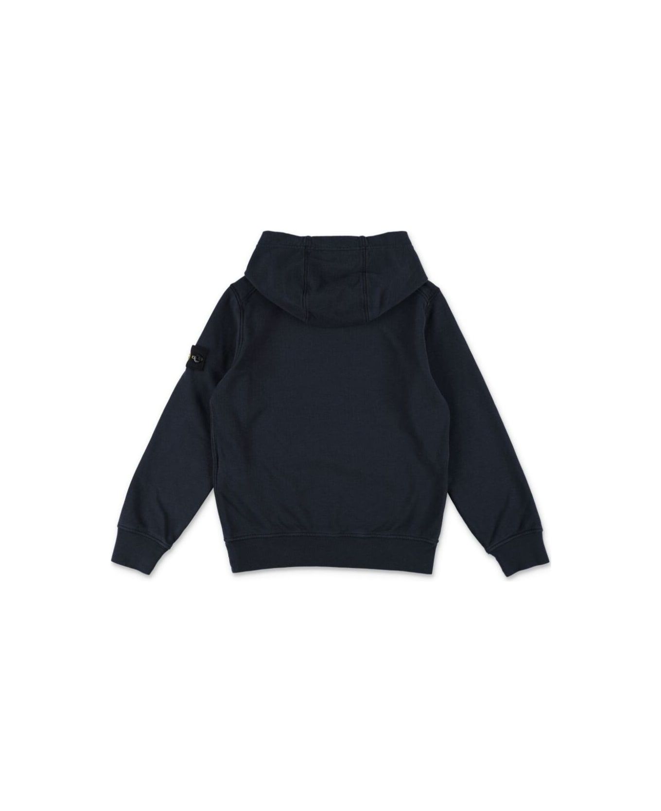 Stone Island Junior Blue Hoodie With Fixed Hood And Logo Patch On The Sleeve In Cotton Boy - Blu