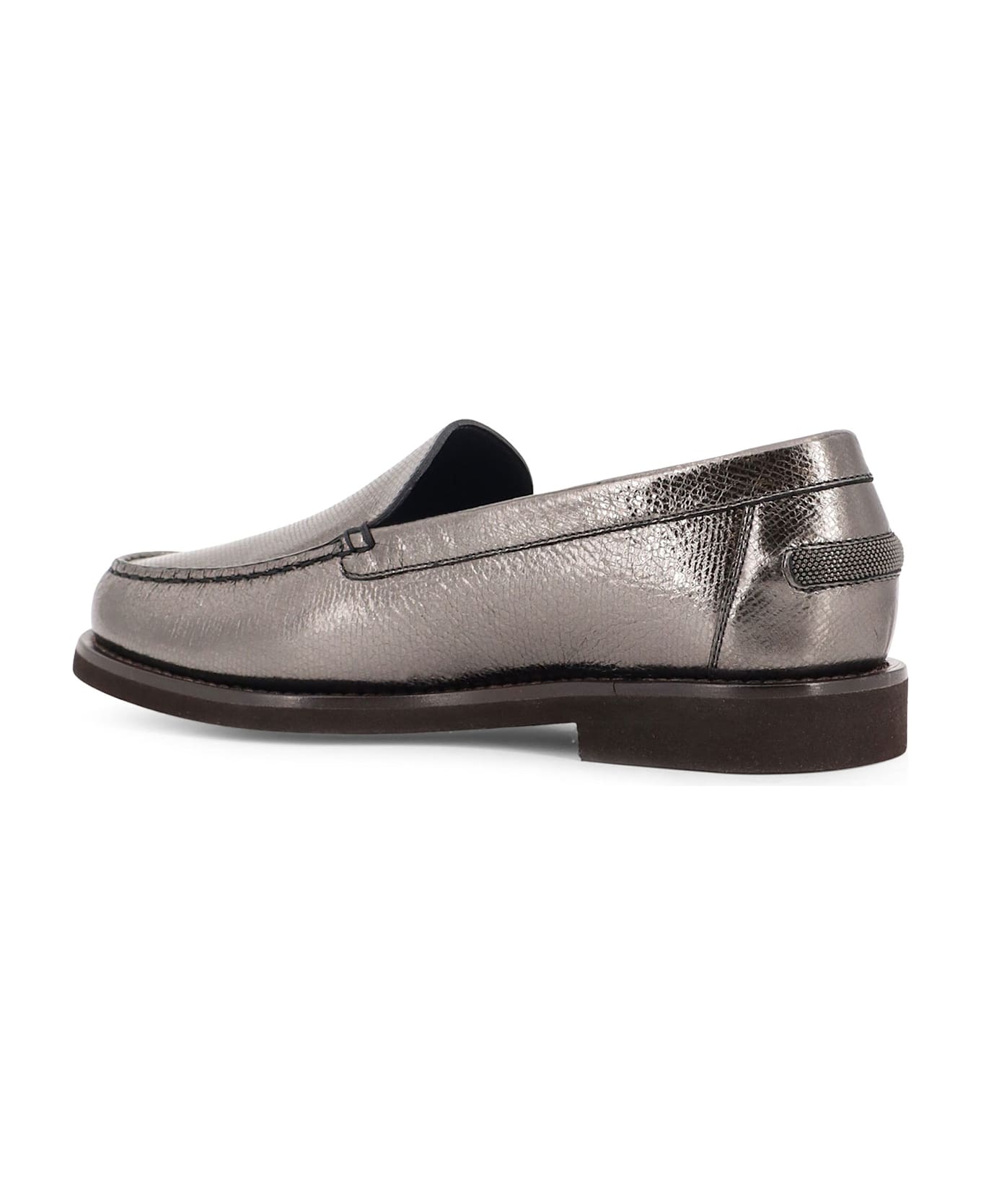 Brunello Cucinelli Penny Laminated Leather Loafer - Anthracite