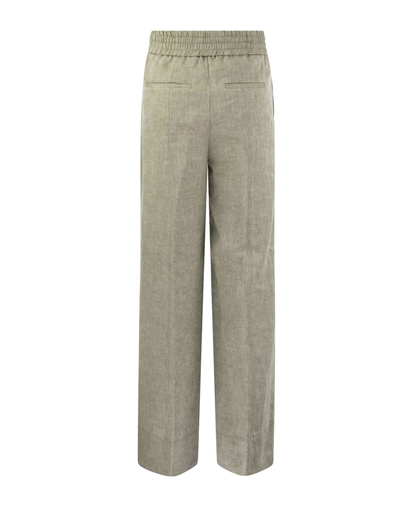 Peserico Loose-fitting Trousers In Lightweight Pure Linen Canvas - Green ボトムス