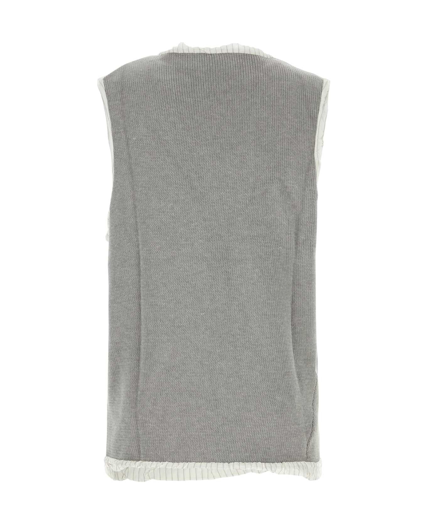 Hed Mayner Grey Cotton Vest - GREY