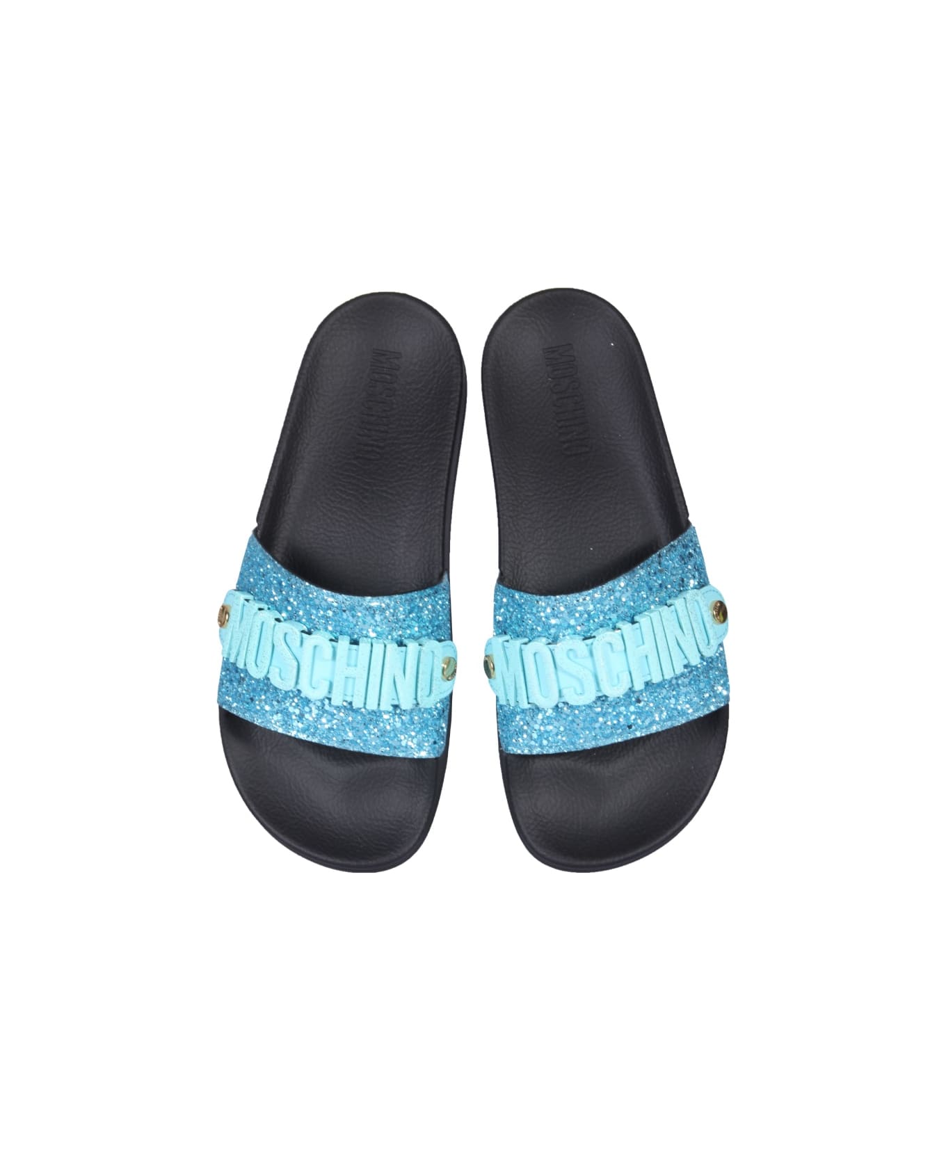 Moschino Lettering Logo Slide Sandals - AZURE