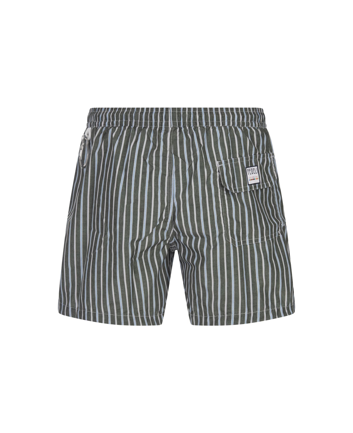 Fedeli Green Striped Swim Shorts - Green スイムトランクス