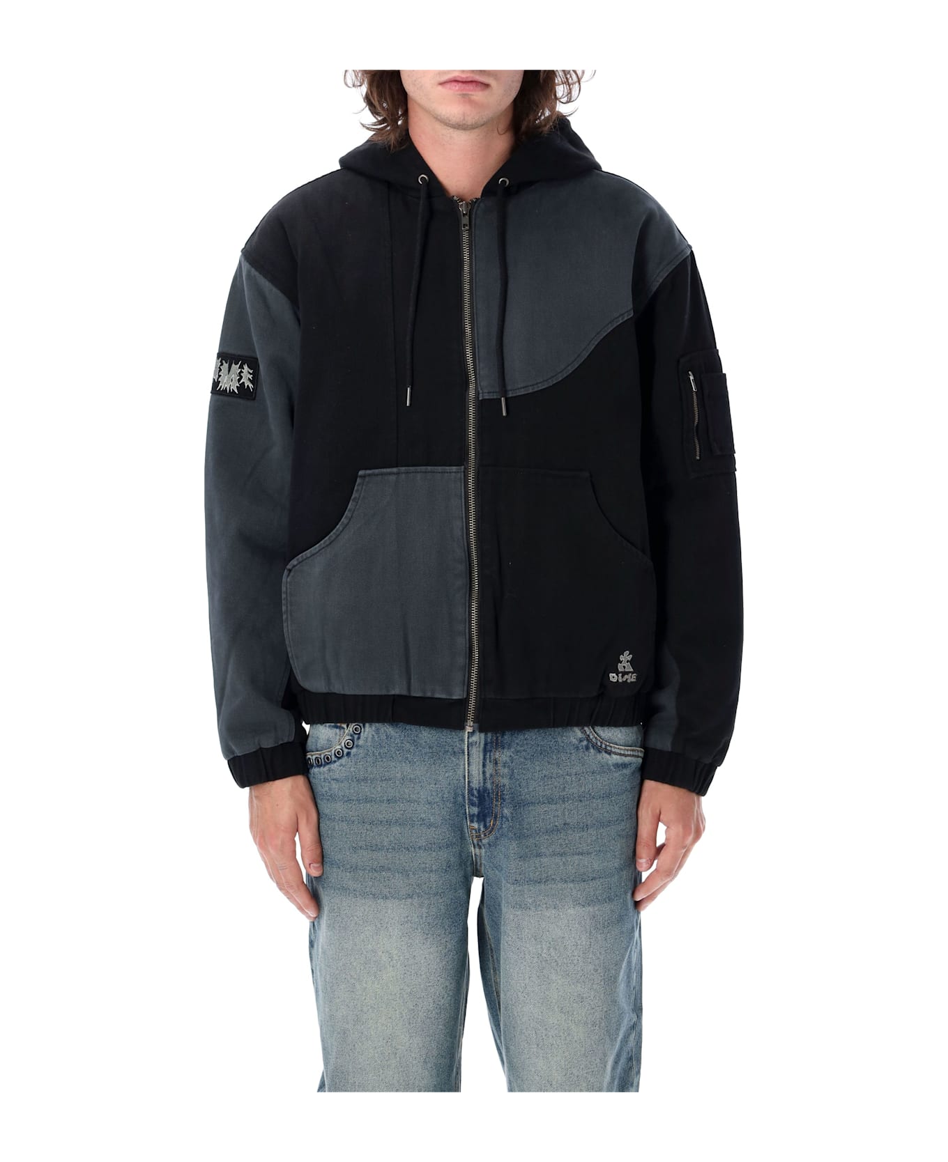 Dime Panel Denim Hooded Bomber | italist