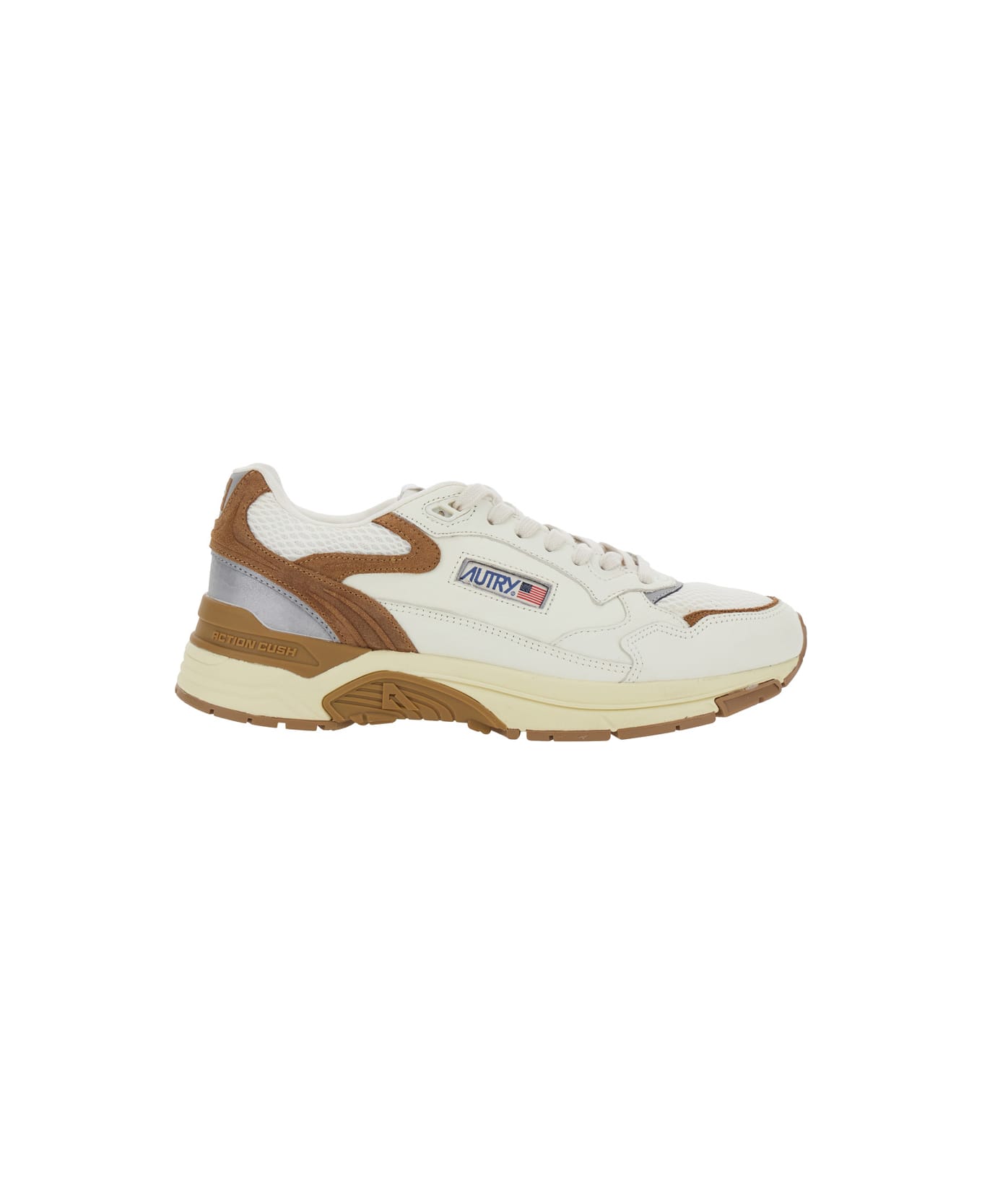 Autry 'hyperway' Beige Low Top Sneakers With Logo Patch On Tongue And Side In Tech Fabric Man - Beige