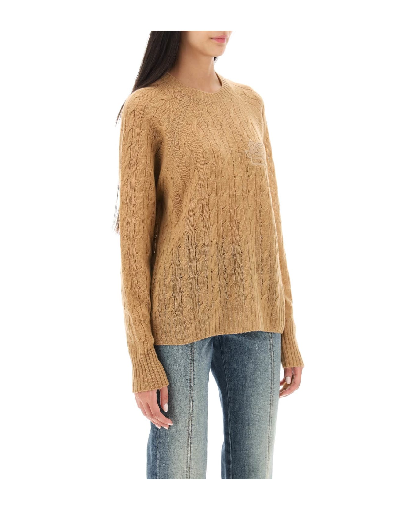 Etro Cashmere Sweater With Pegasus Embroidery - Brown