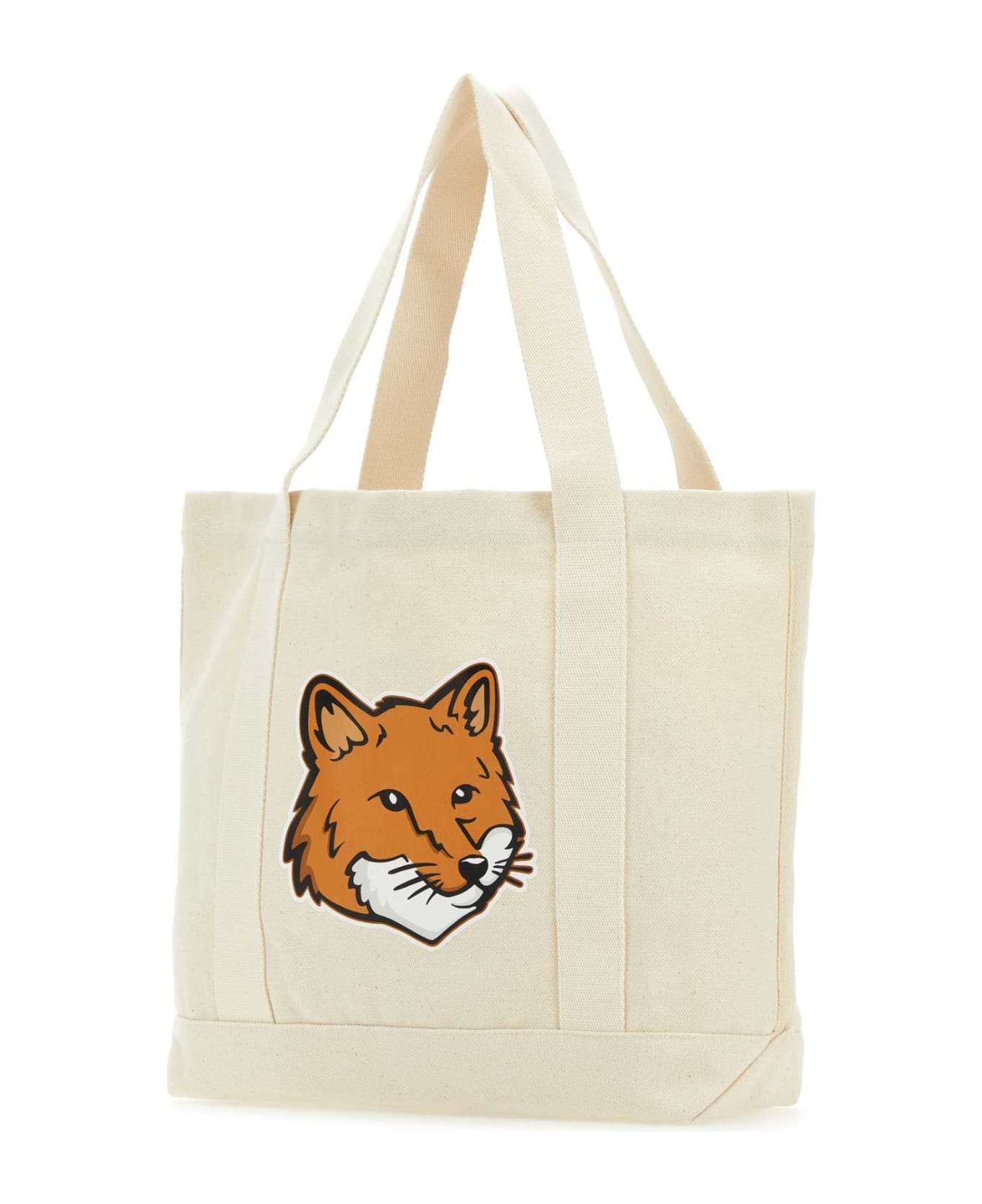 Maison Kitsuné Ivory Canvas Fox Head Shopping Bag - ECRU