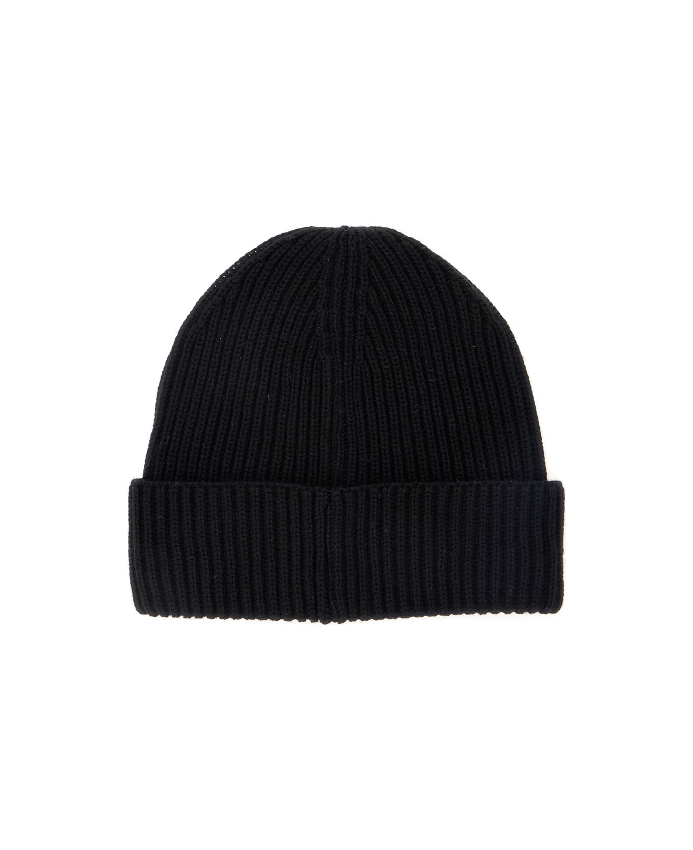 N.21 Black Beanie With Turn-up Brim And Logo Embroidery In Wool Blend Boy - Black