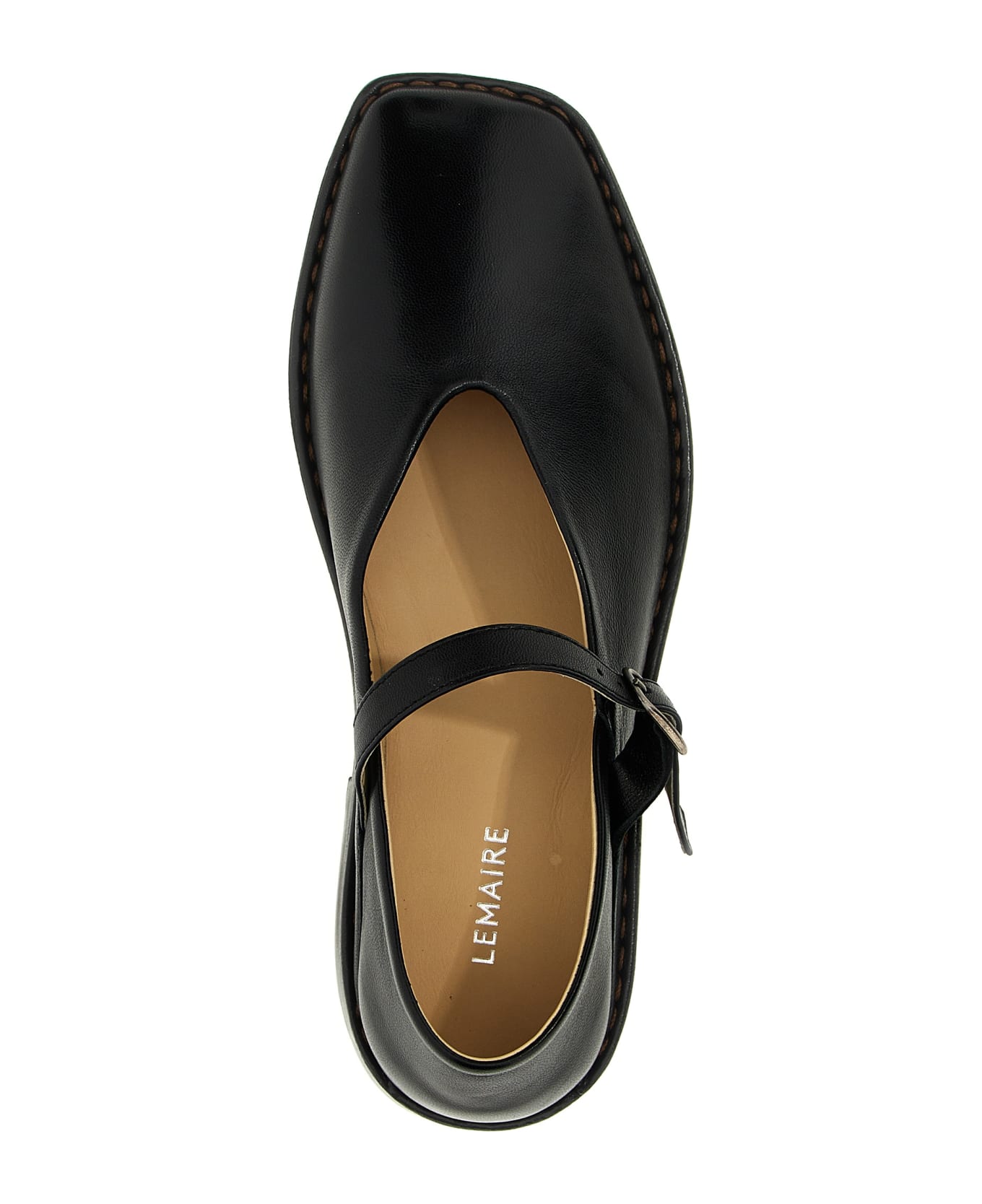 Lemaire Square Toe Ballet Flats - Black