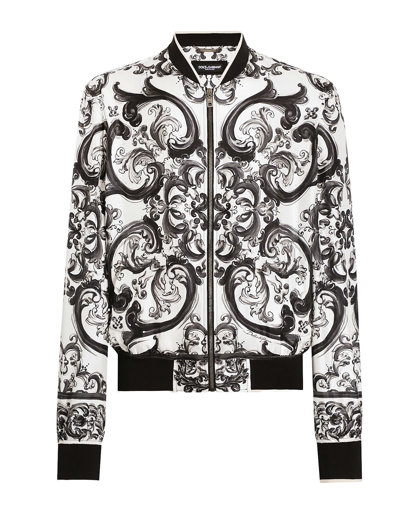 Dolce 
Gabbana Silk Jacket With Maiolica Print - MAIOLICA 3L NERO