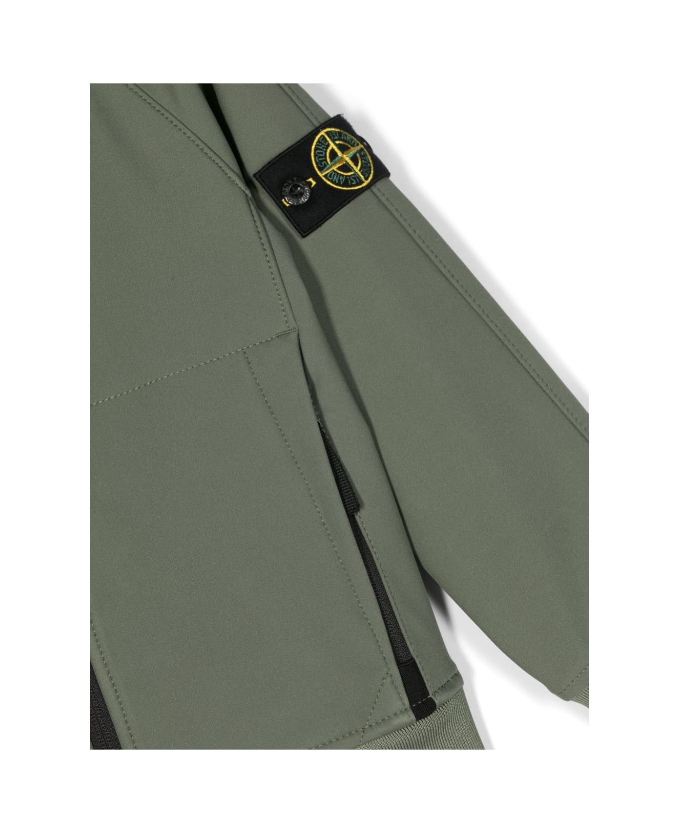 Stone Island Junior Green Light Soft Shell-r E.dye Jacket In Recycled Polyester - Green