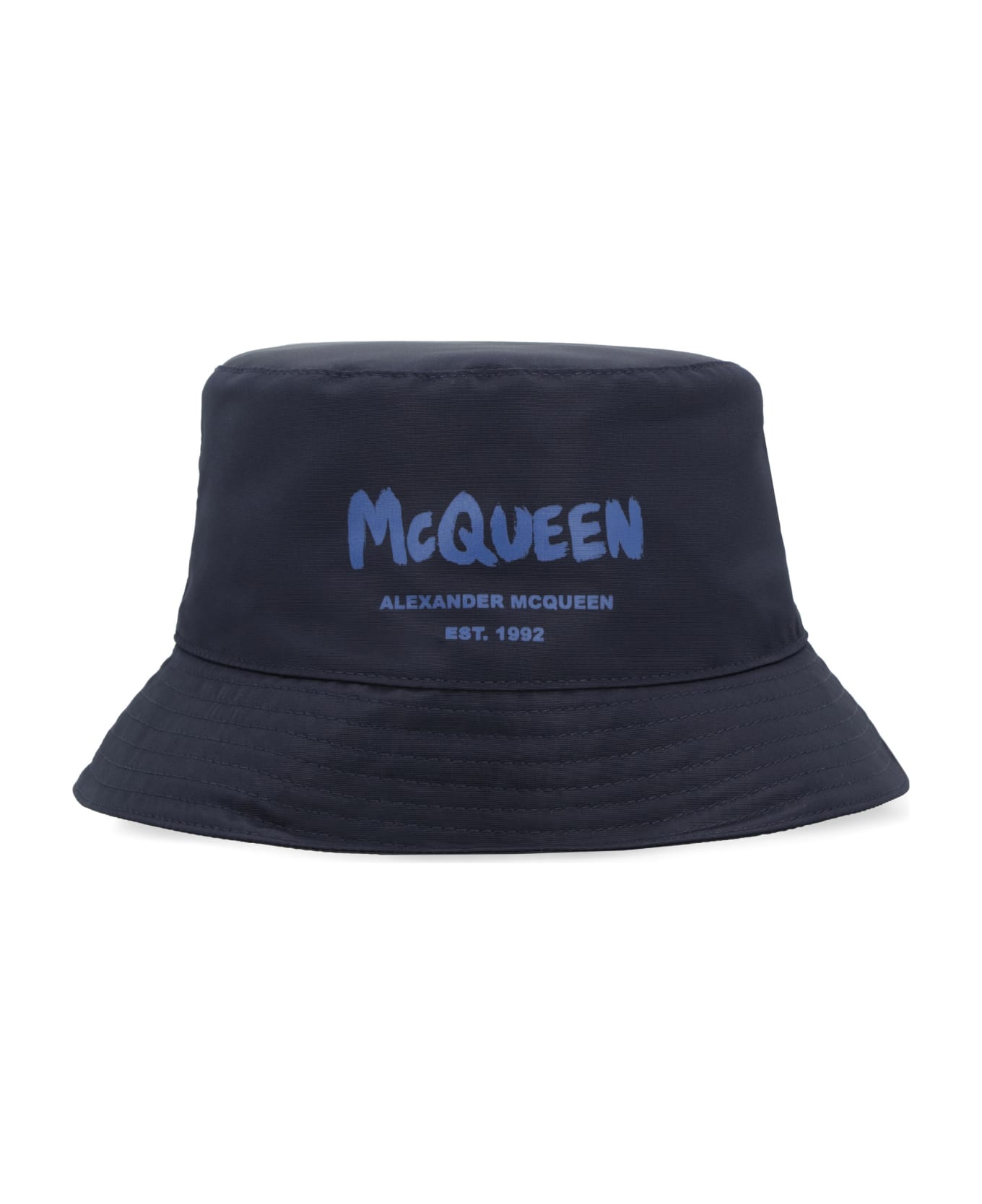 Alexander McQueen Logo Print Bucket Hat - BLUE