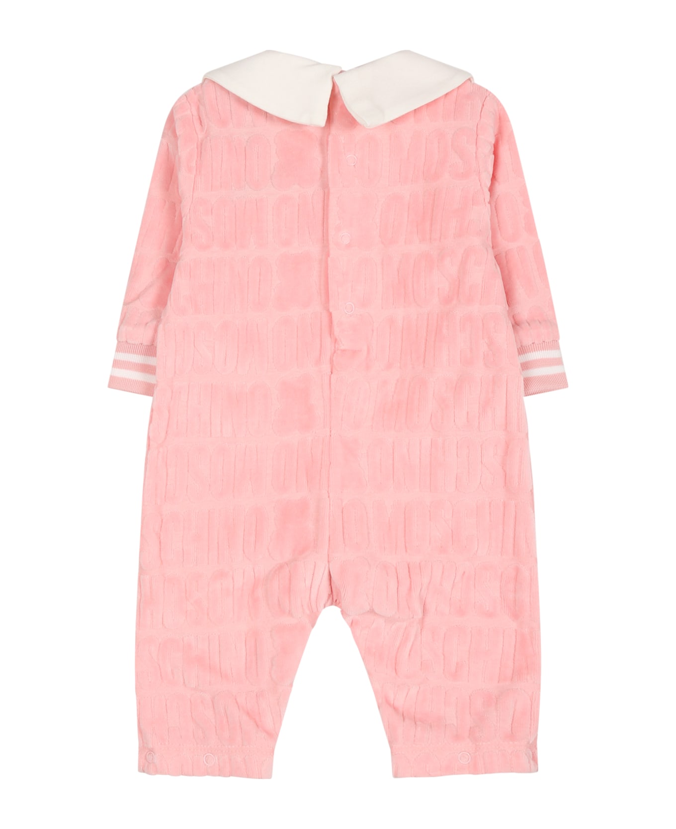 Moschino Pink Set For Baby Girl With Logo - Pink ボディスーツ＆セットアップ