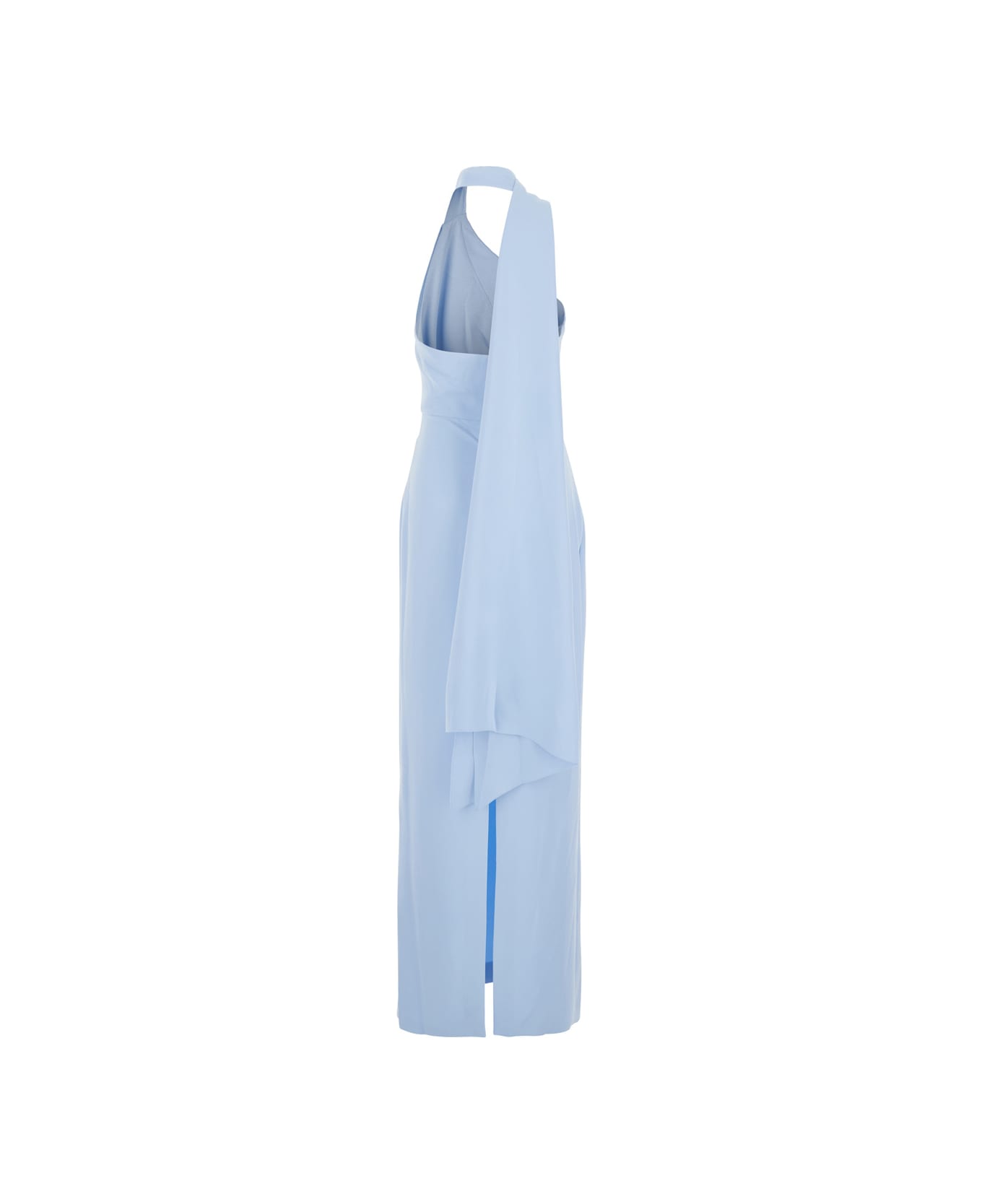 Solace London 'demi' Light Blue Long Dress With One-shoulder Design And Back Slit In Fabric Woman - Light blue