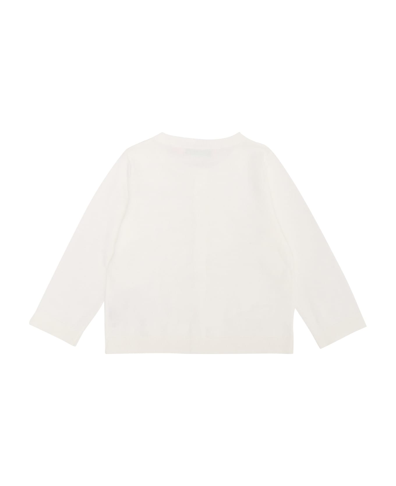 Bonpoint Cotton Cardigan For Girls - WHITE ニットウェア＆スウェットシャツ
