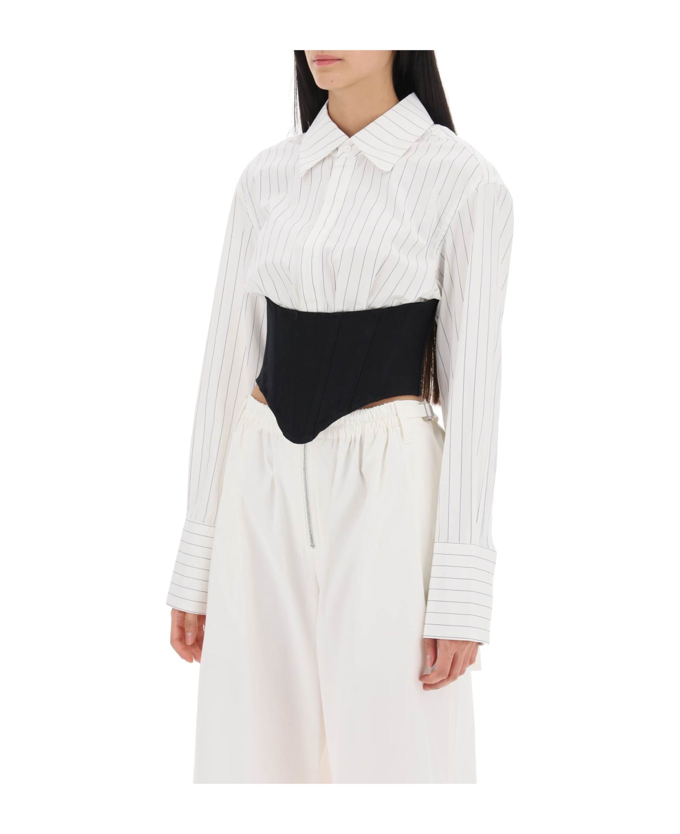 Dion Lee Cropped Shirt With Underbust Corset - WHITE (White)