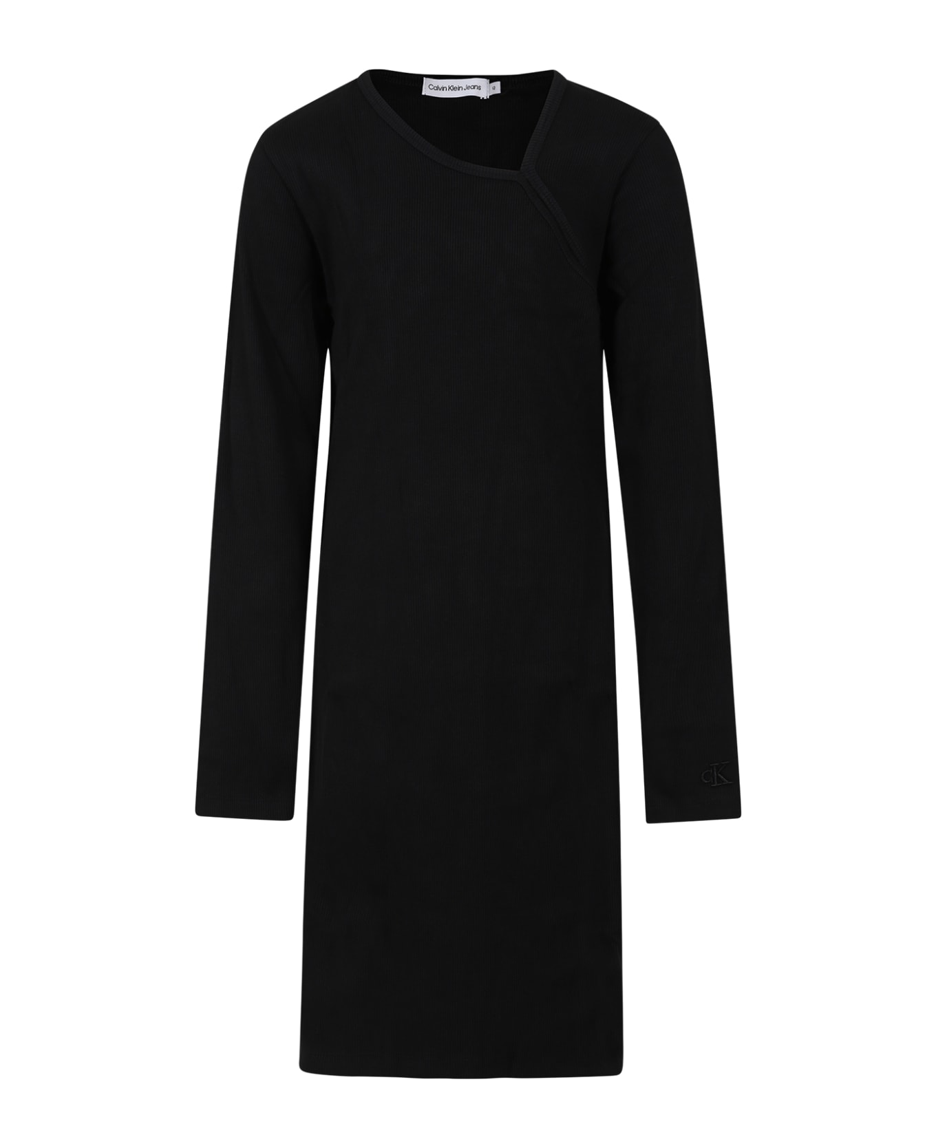 Calvin Klein Black Dress For Girl Wih Logo - Black ワンピース＆ドレス