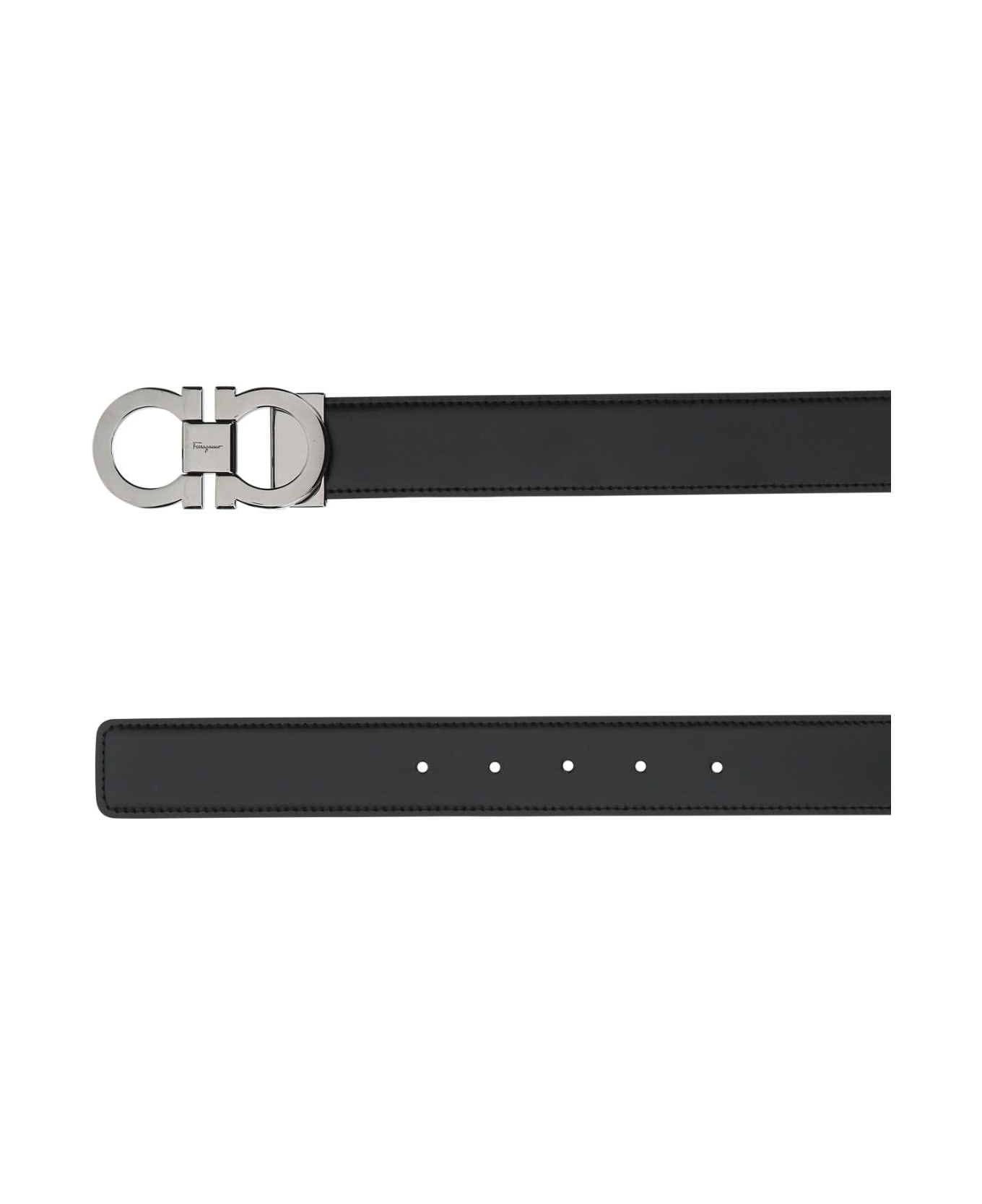 Ferragamo Black Leather Reversibile Belt - NERAUB
