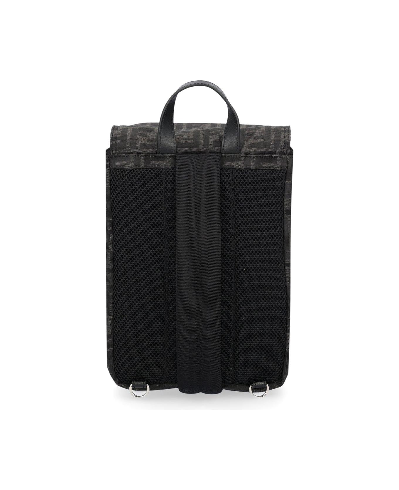 Fendi Ness Ff Small Backpack - Asfalto nero palladio