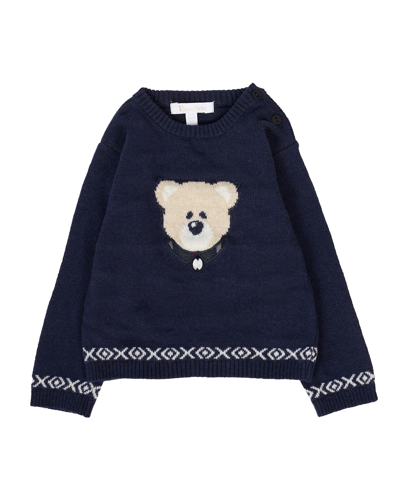 Patachou Blue Sweater For Baby Boy With Bear - Blue