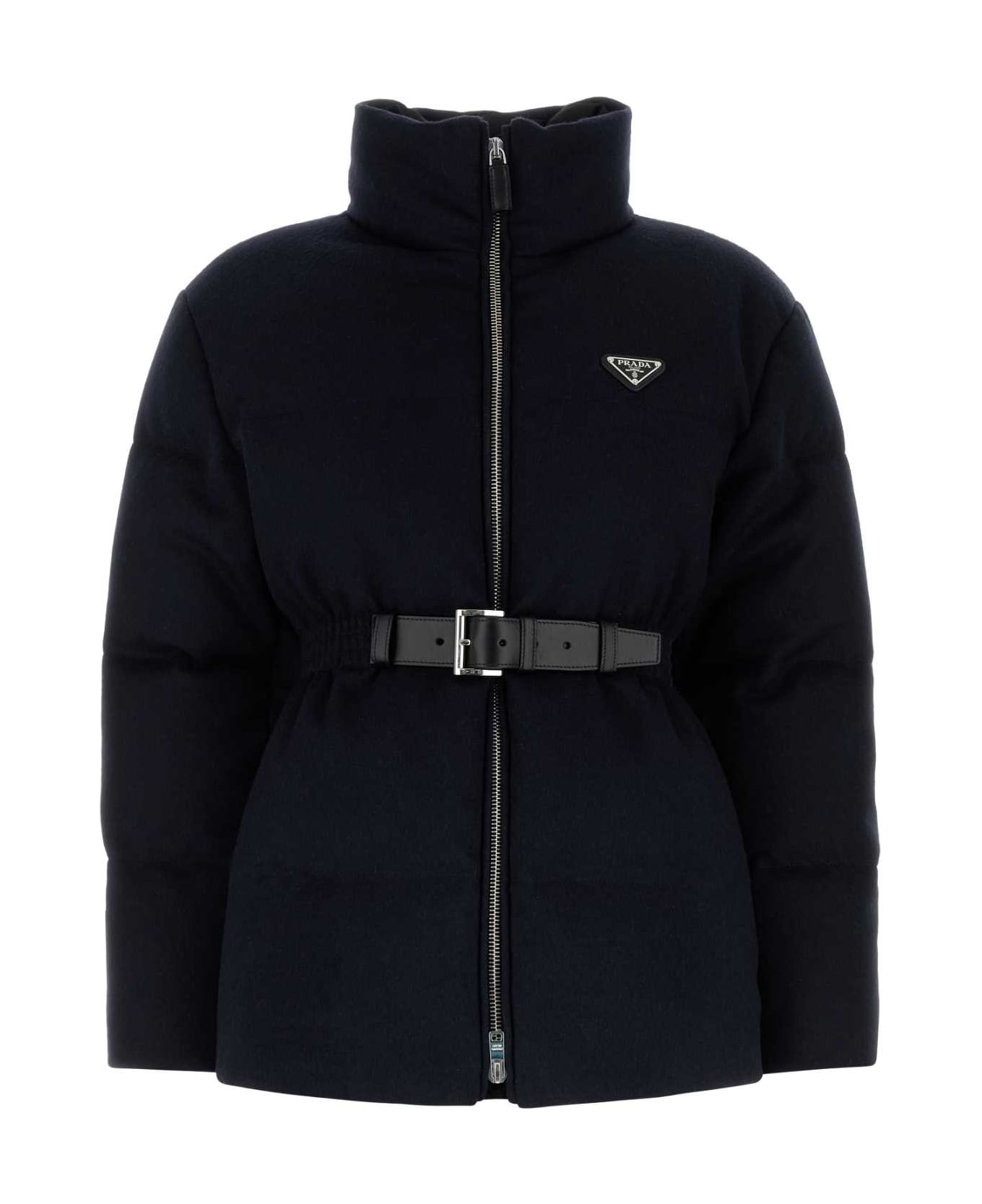 Prada Midnight Blue Wool Down Jacket - BLEU