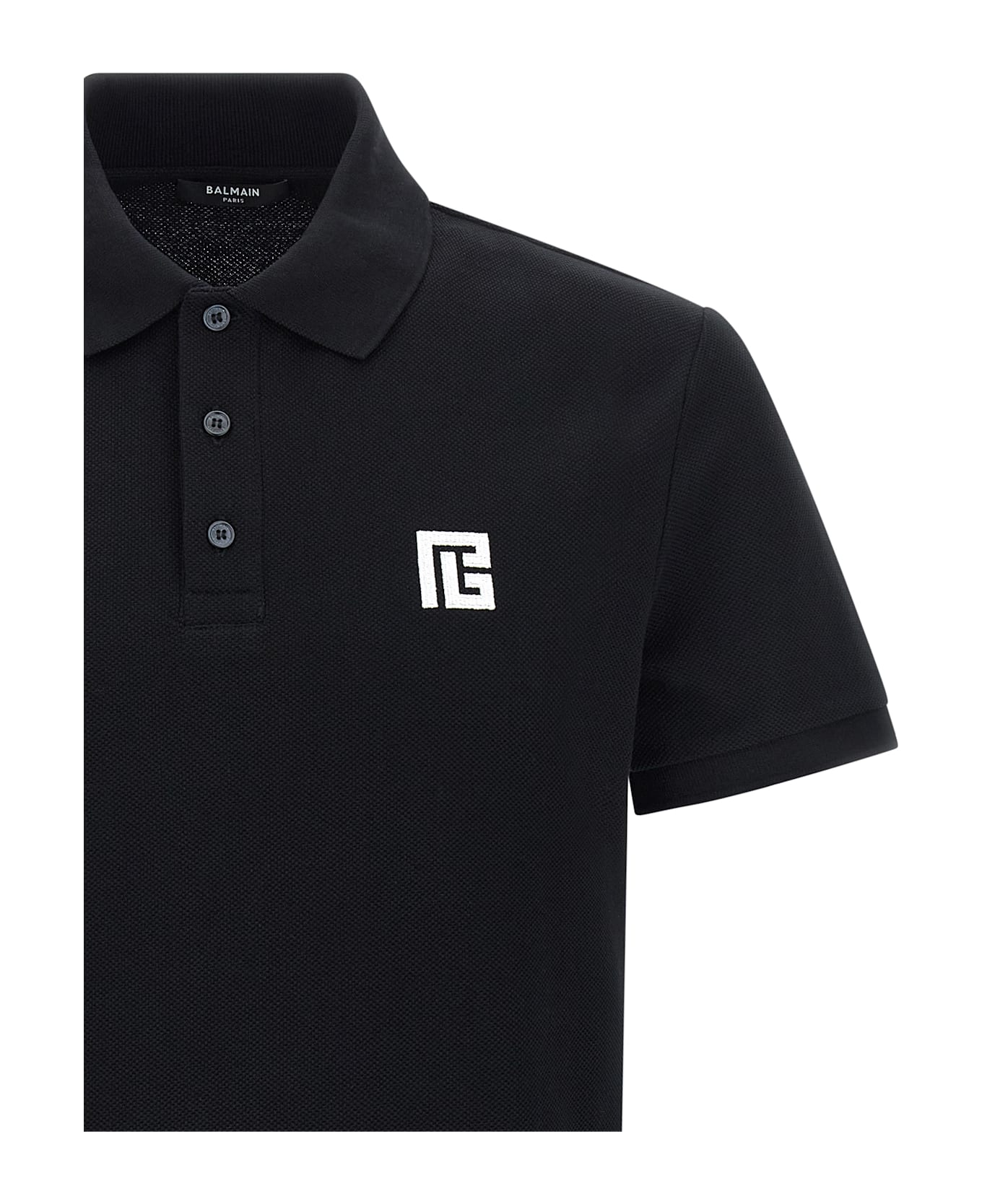 Balmain Embroidery Polo Shirt - White/Black