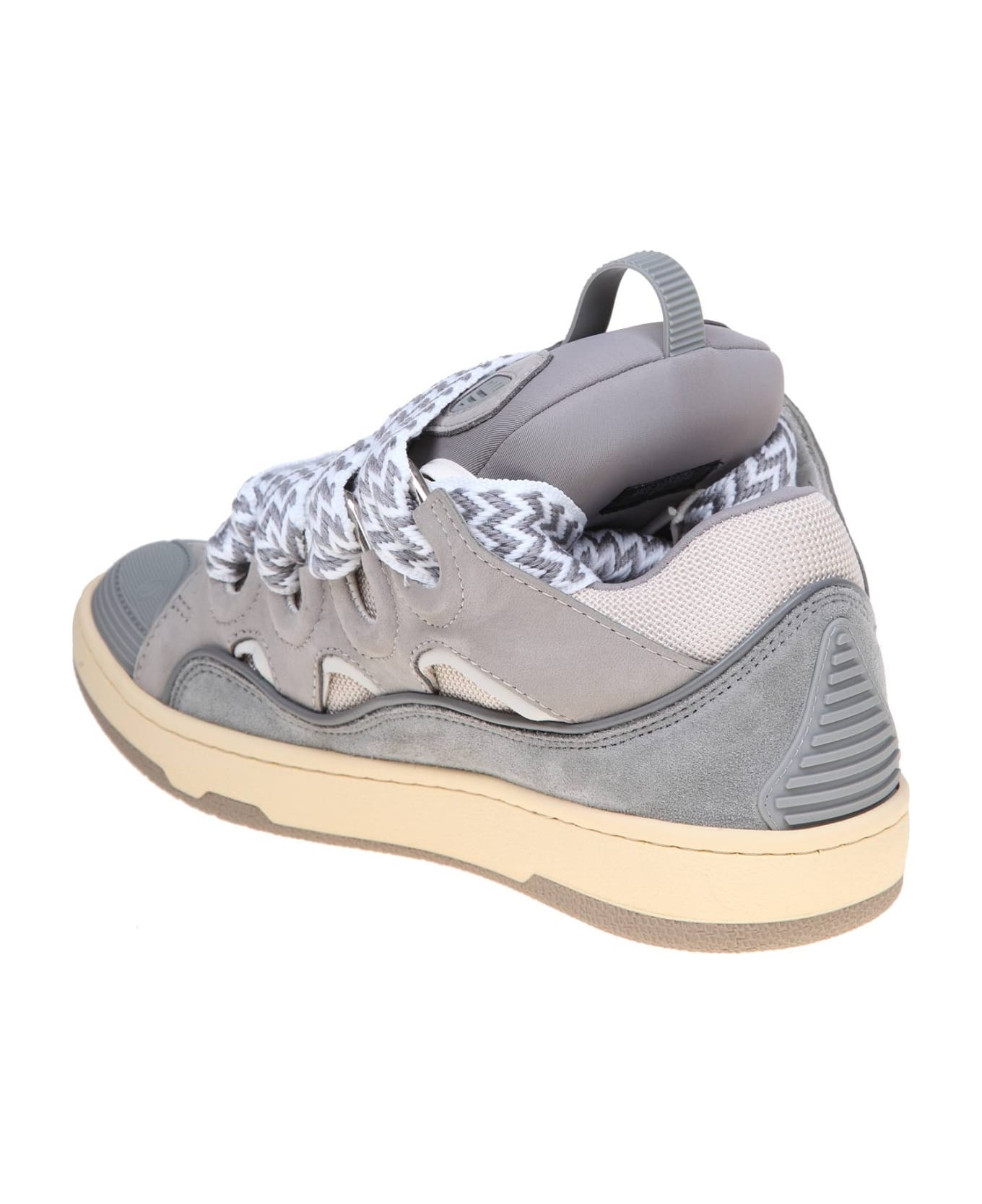 Lanvin Curb Sneakers In Suede And Gray Fabric - GREY スニーカー