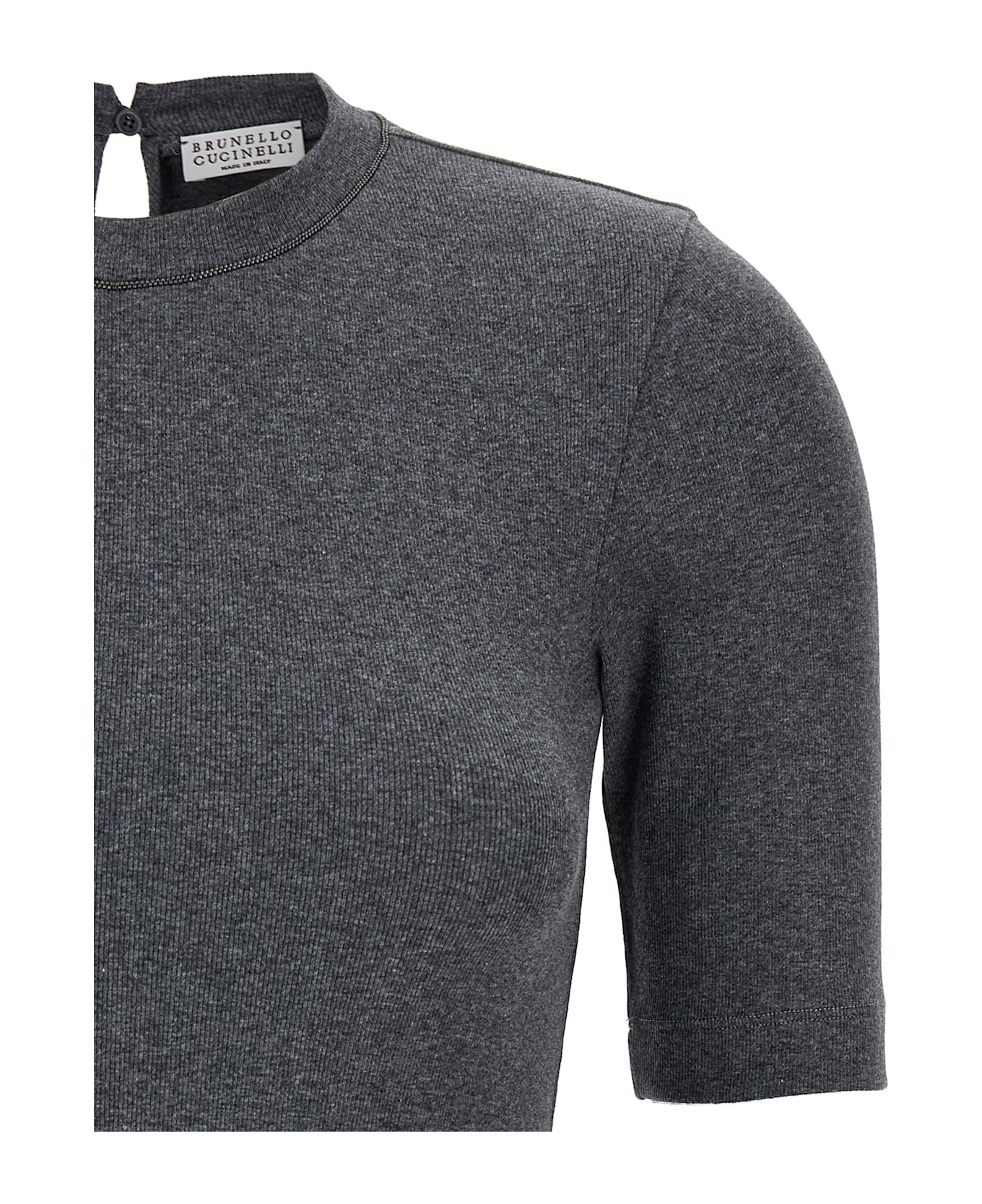 Brunello Cucinelli Monile Ribbed T-shirt - Gray