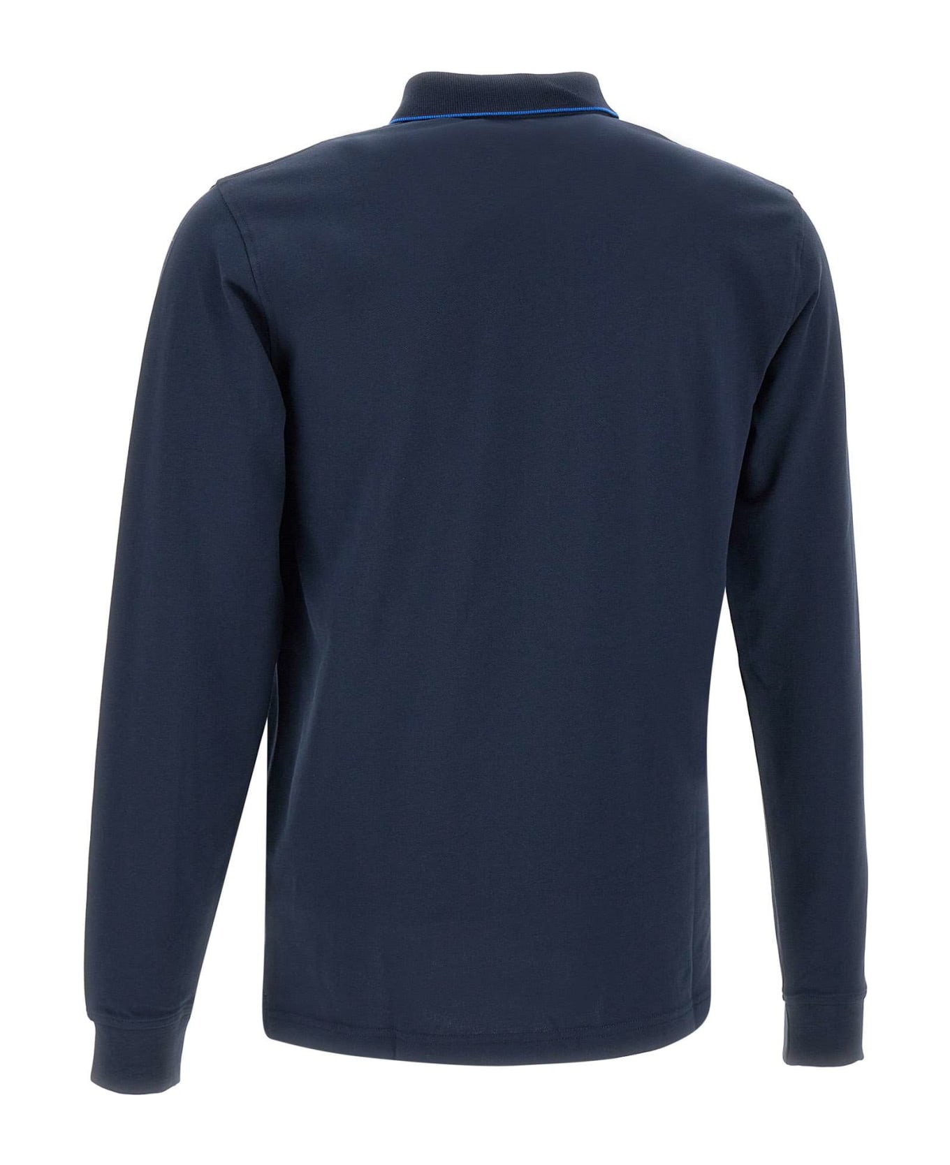 Sun 68 'small Stripes' Cotton Polo Shirt - Blue
