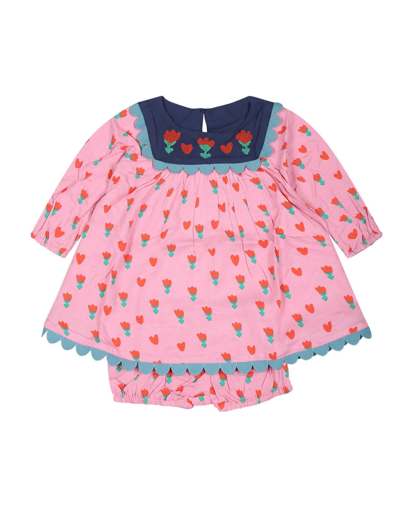 Stella McCartney Kids Pink Dress For Baby Girl With Tulip Print - Pink