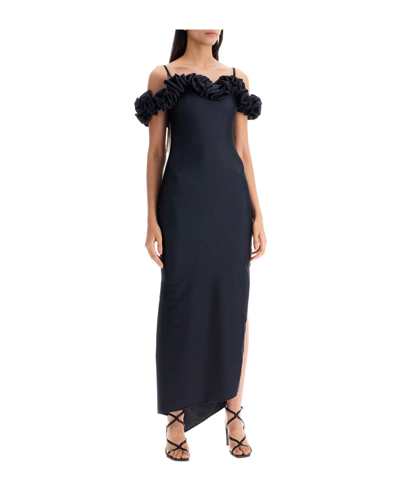 Coperni Long Black Dress With Ruffles - BLACK (Black)