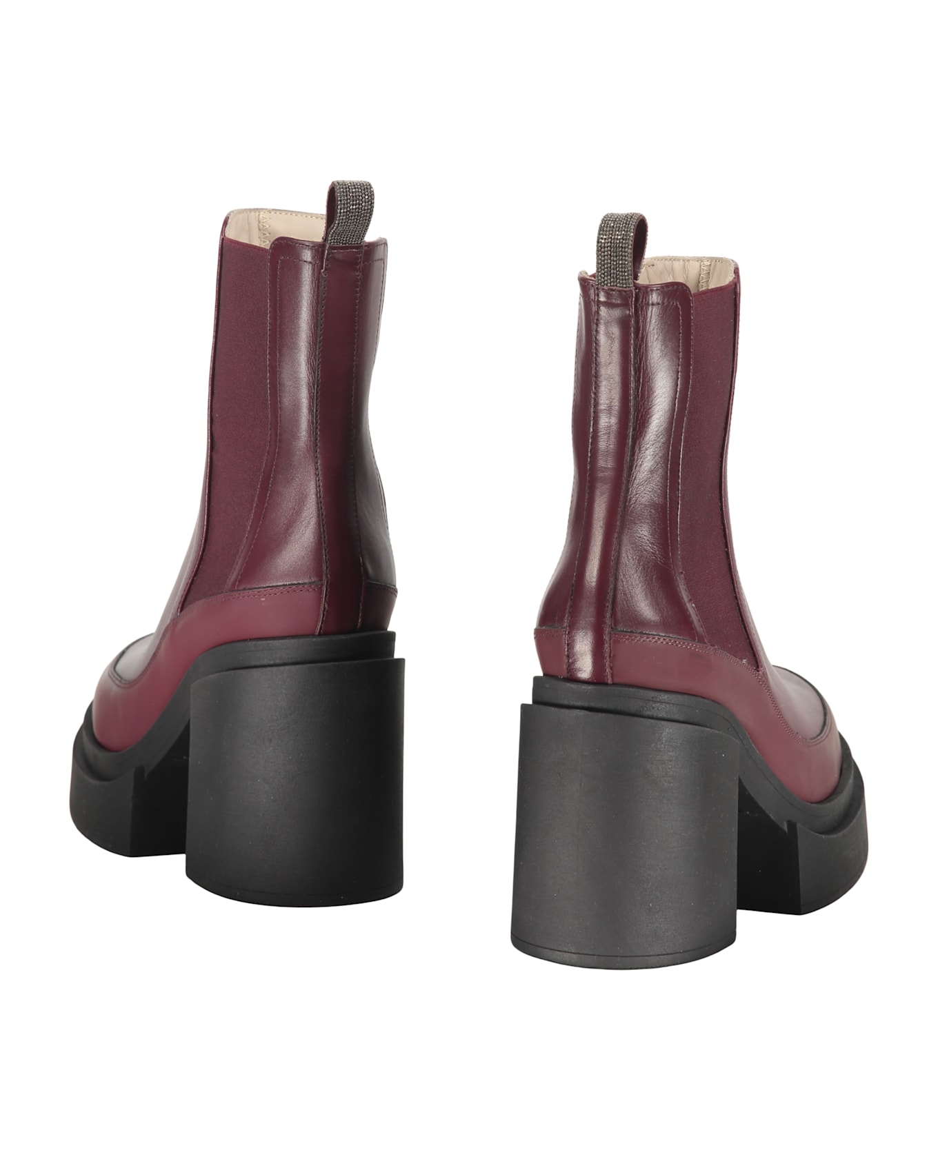 Fabiana Filippi Leather Ankle Boots - Burgundy