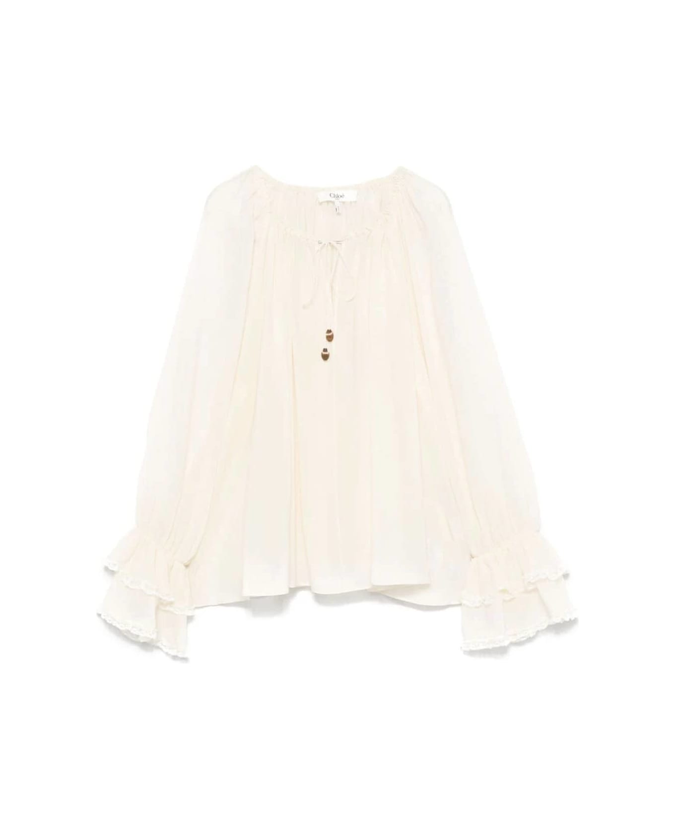 Chloé Camicia Polso Ruches - Pristine White