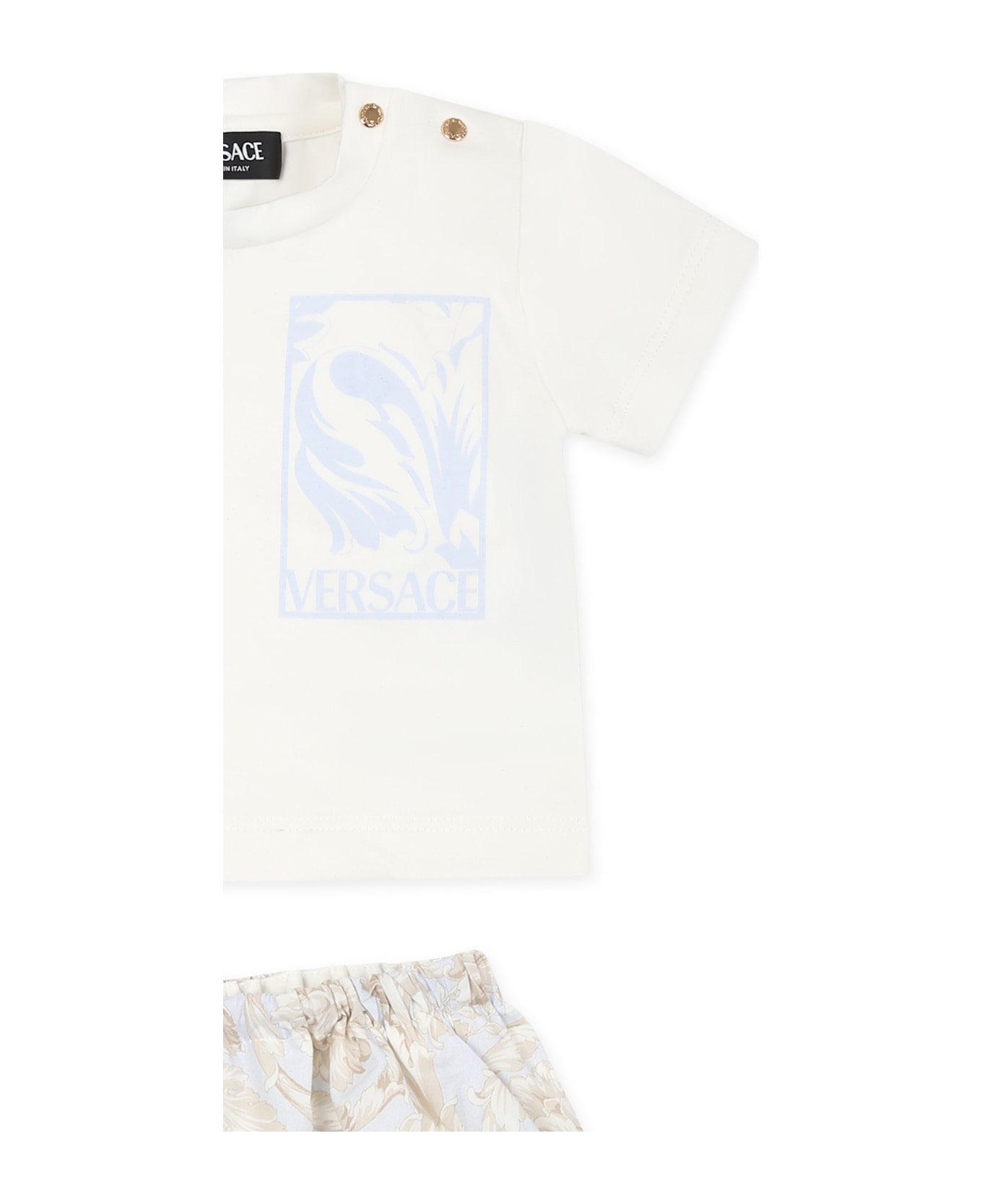 Versace White Suit For Baby Boy Withbarocco Print - White