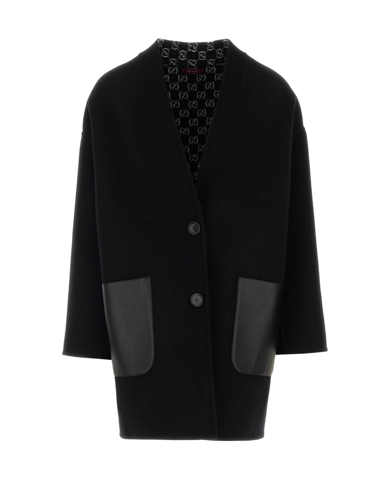 Gucci Black Wool Blend Reversible Coat - NEROCOCOANERO