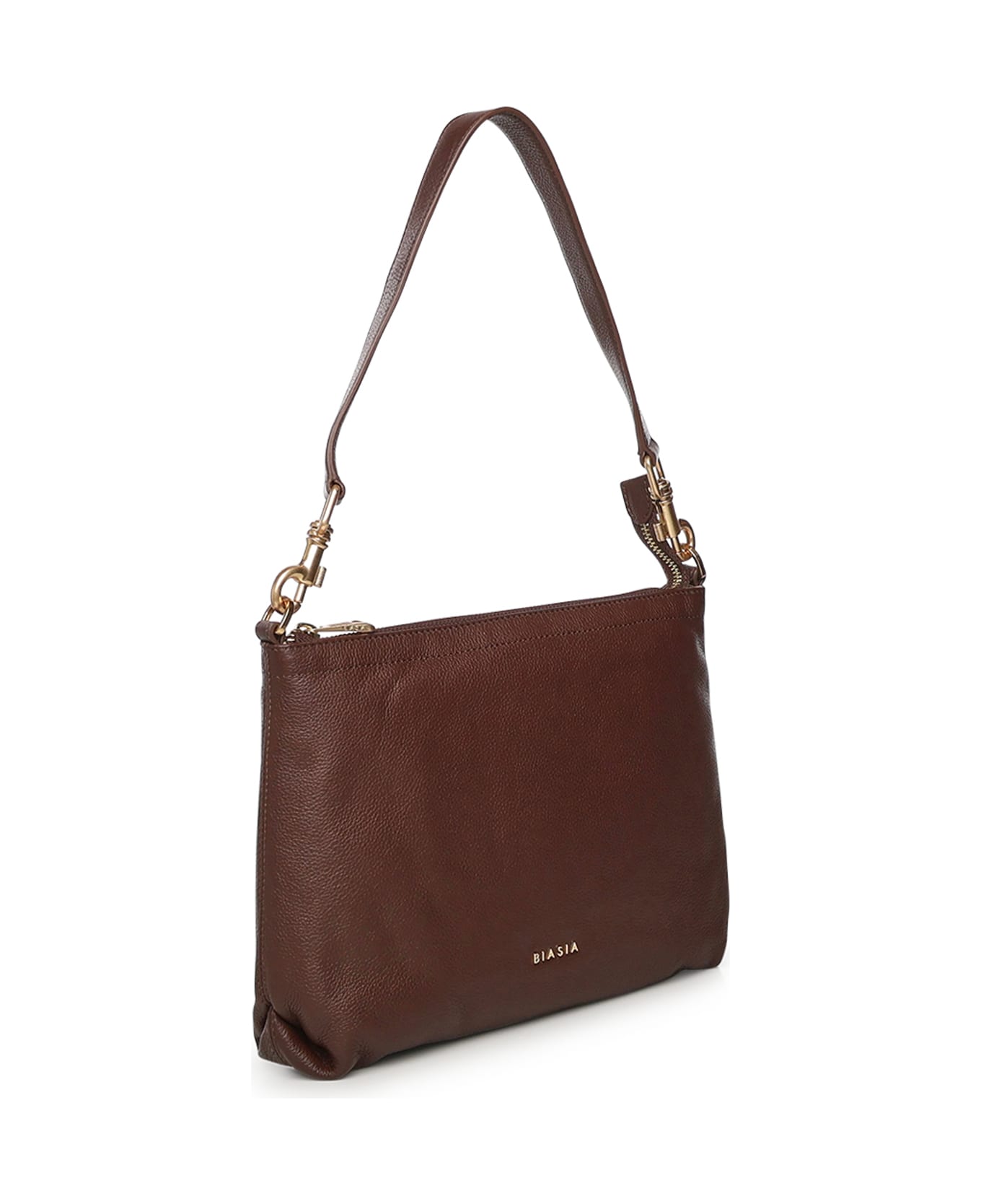 Biasia Logo Shoulder Bag - DARK BROWN