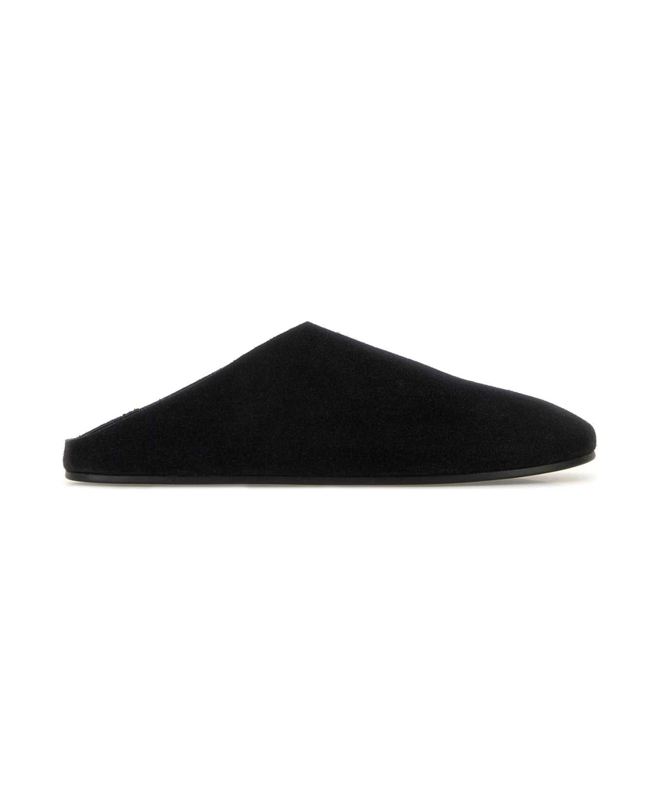 The Row Black Suede Hudson Slippers - Black