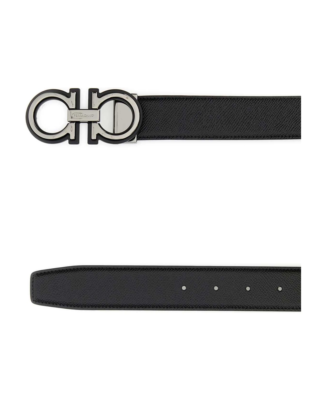 Ferragamo Black Leather Reversible Belt - NEROOXBLOOD