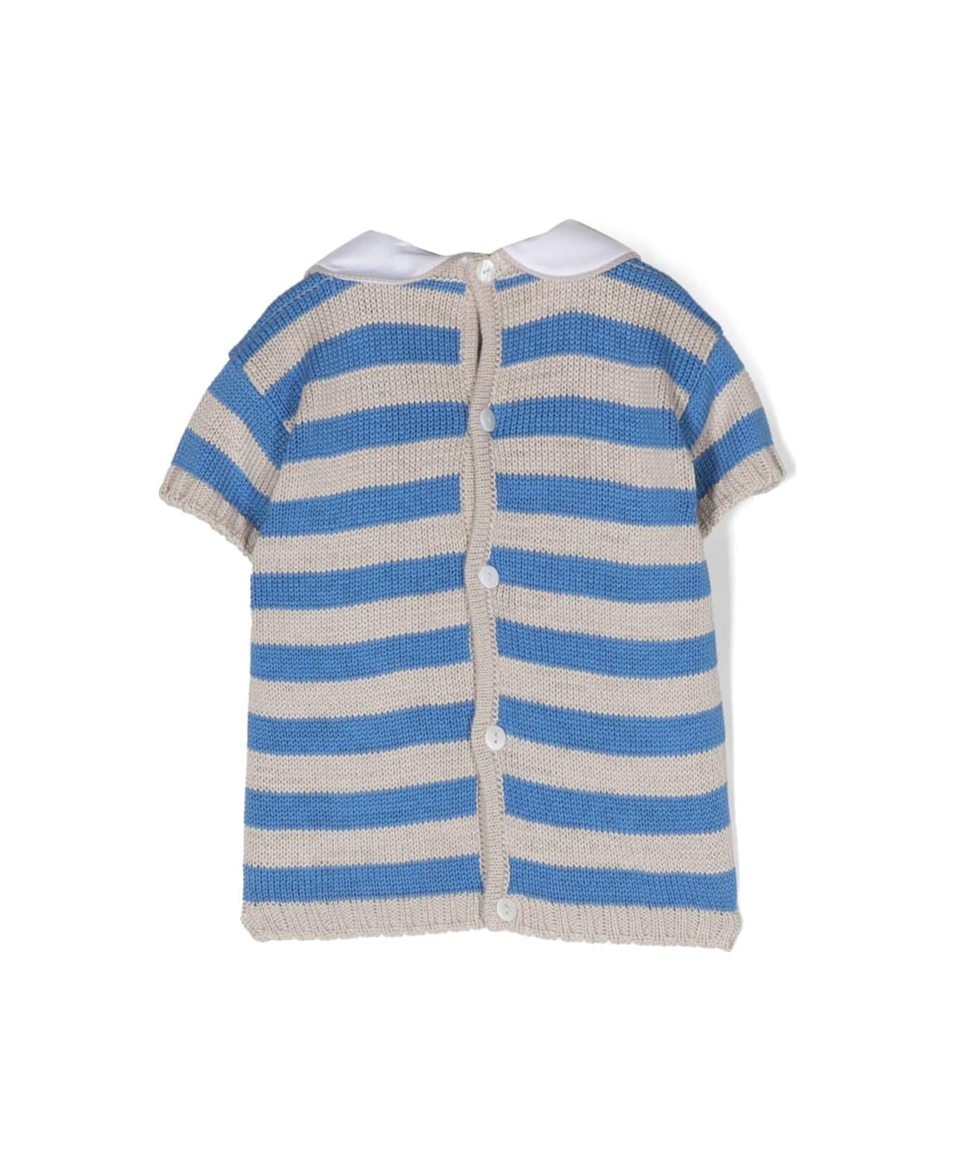 Little Bear Striped Shirt - Light blue