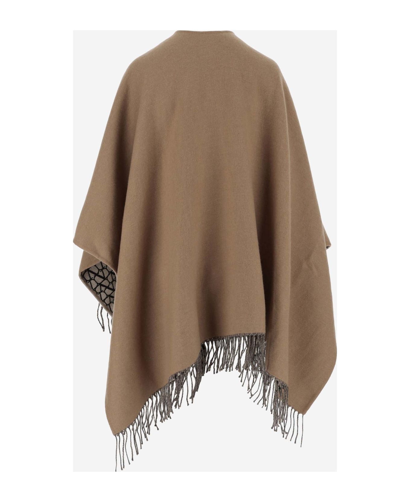 Wool Blend Iconographe Toile Poncho - Thumbnail 3