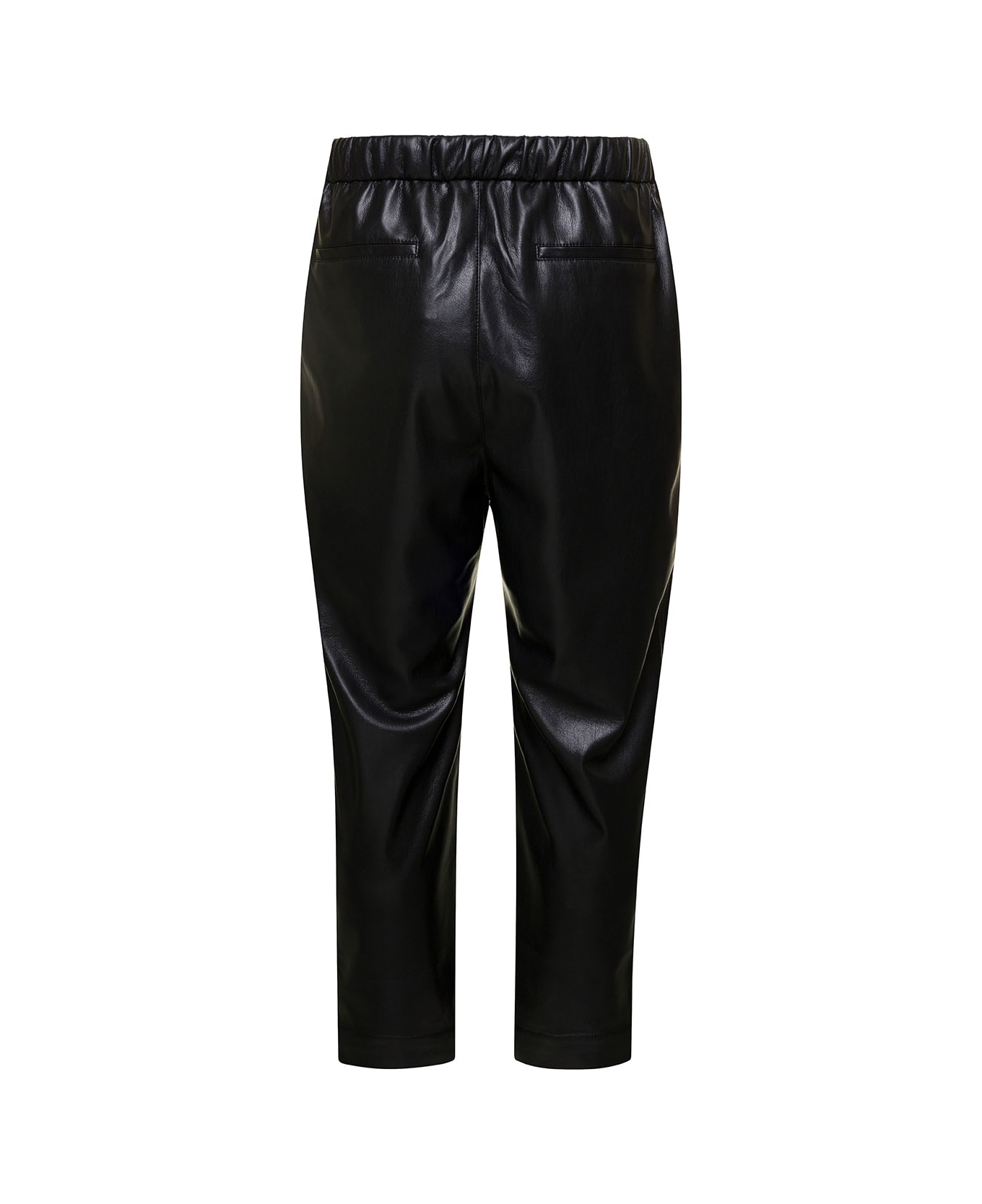 Nanushka 'jain' Black Pants With Drawstring In Faux Leather Man - Black