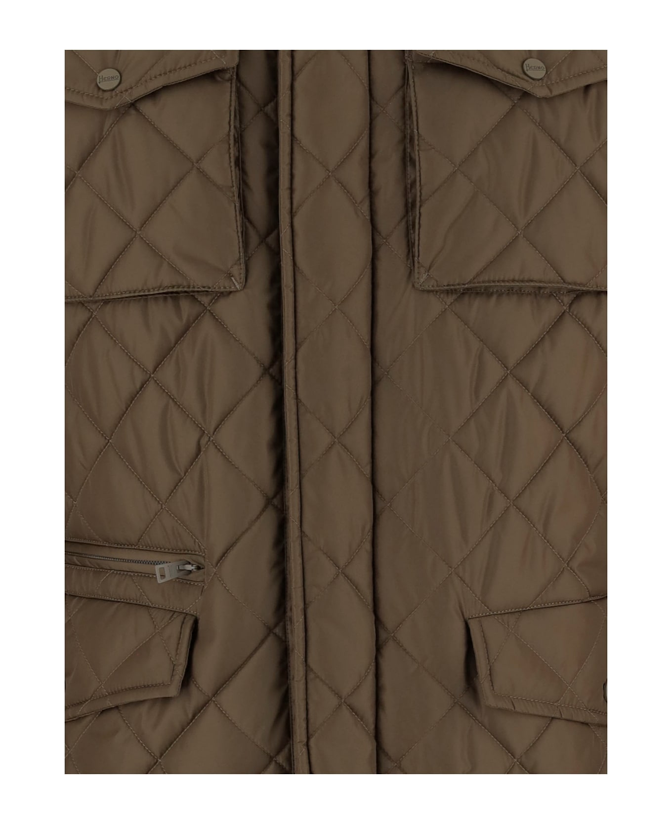 Herno Quilted Jacket With High Collar - Green